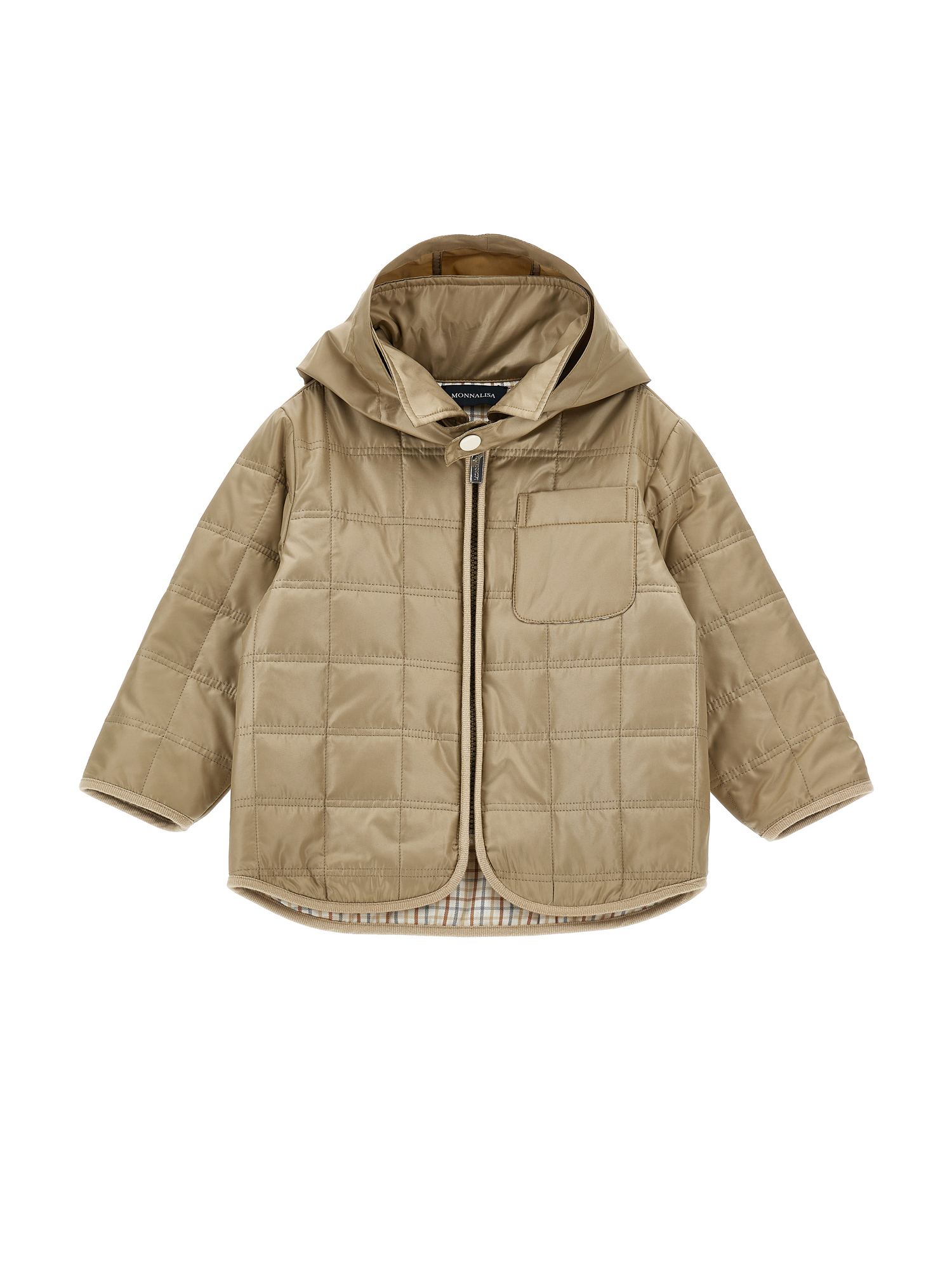 Monnalisa Extralight Jacket With Hood In Brown