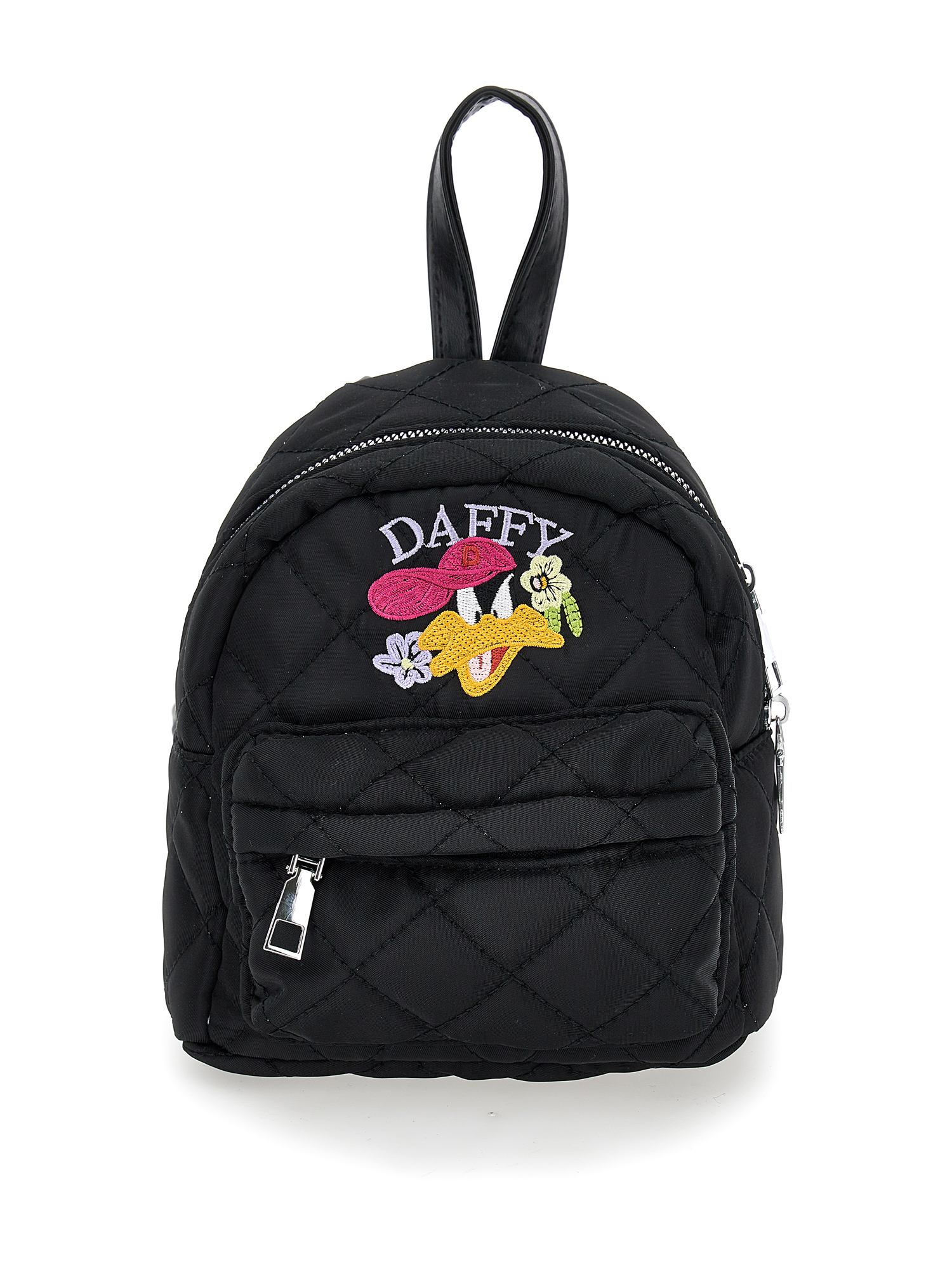 Monnalisa Kids'   Daffy Duck Quilted Fabric Backpack In Black