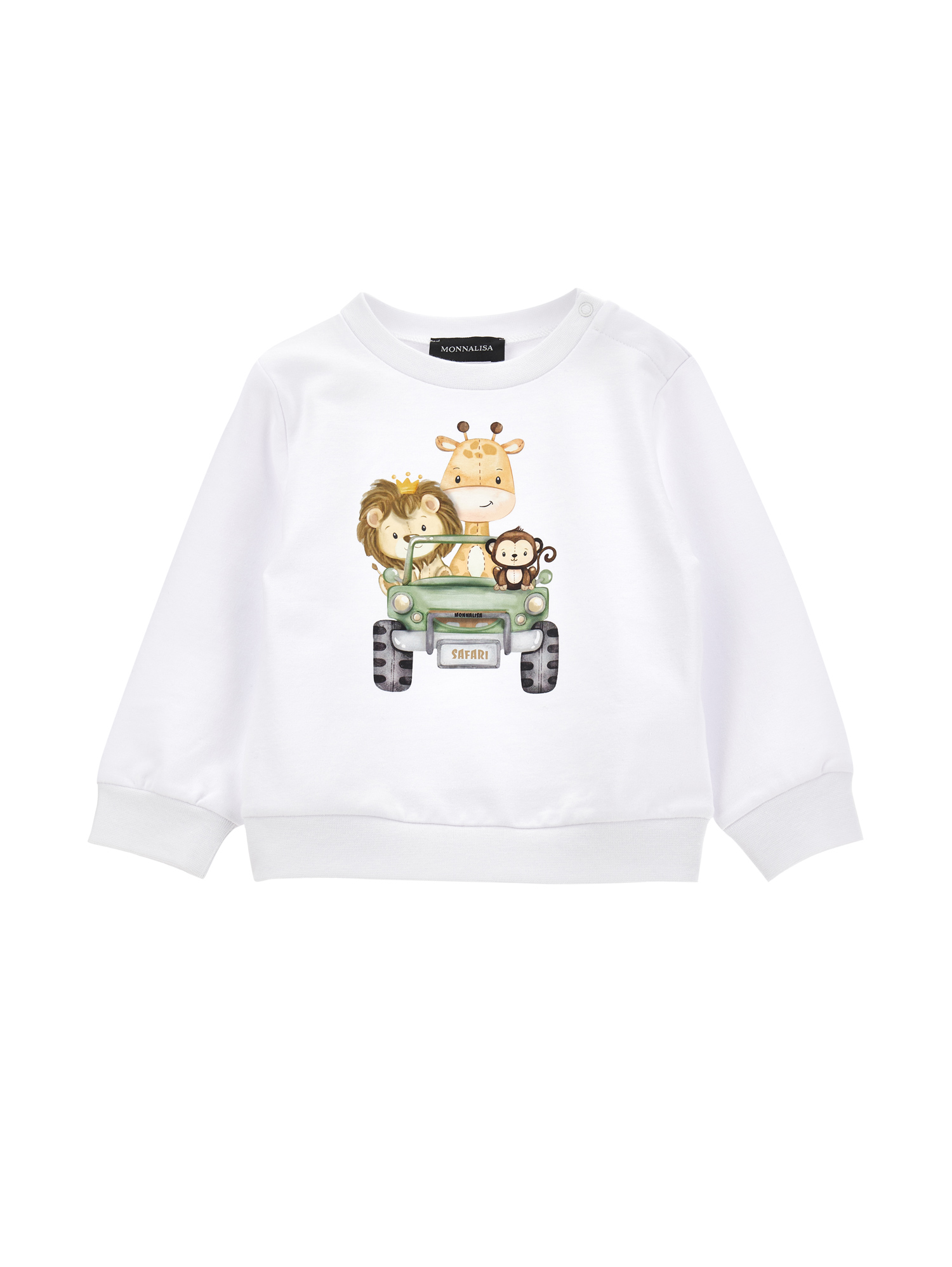 Monnalisa Babies'   Safari Print Cotton Sweatshirt In White