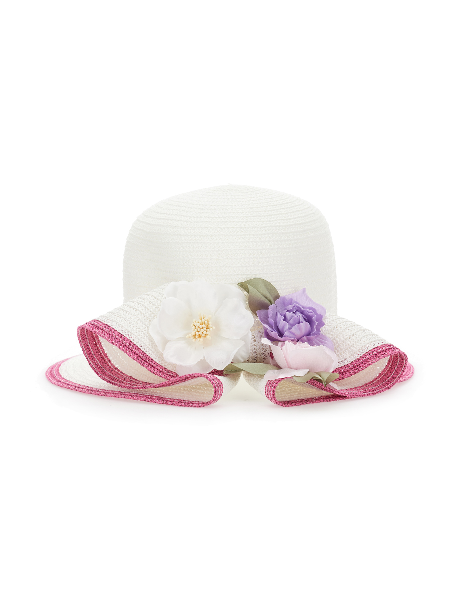 Monnalisa Floral Straw Hat In White