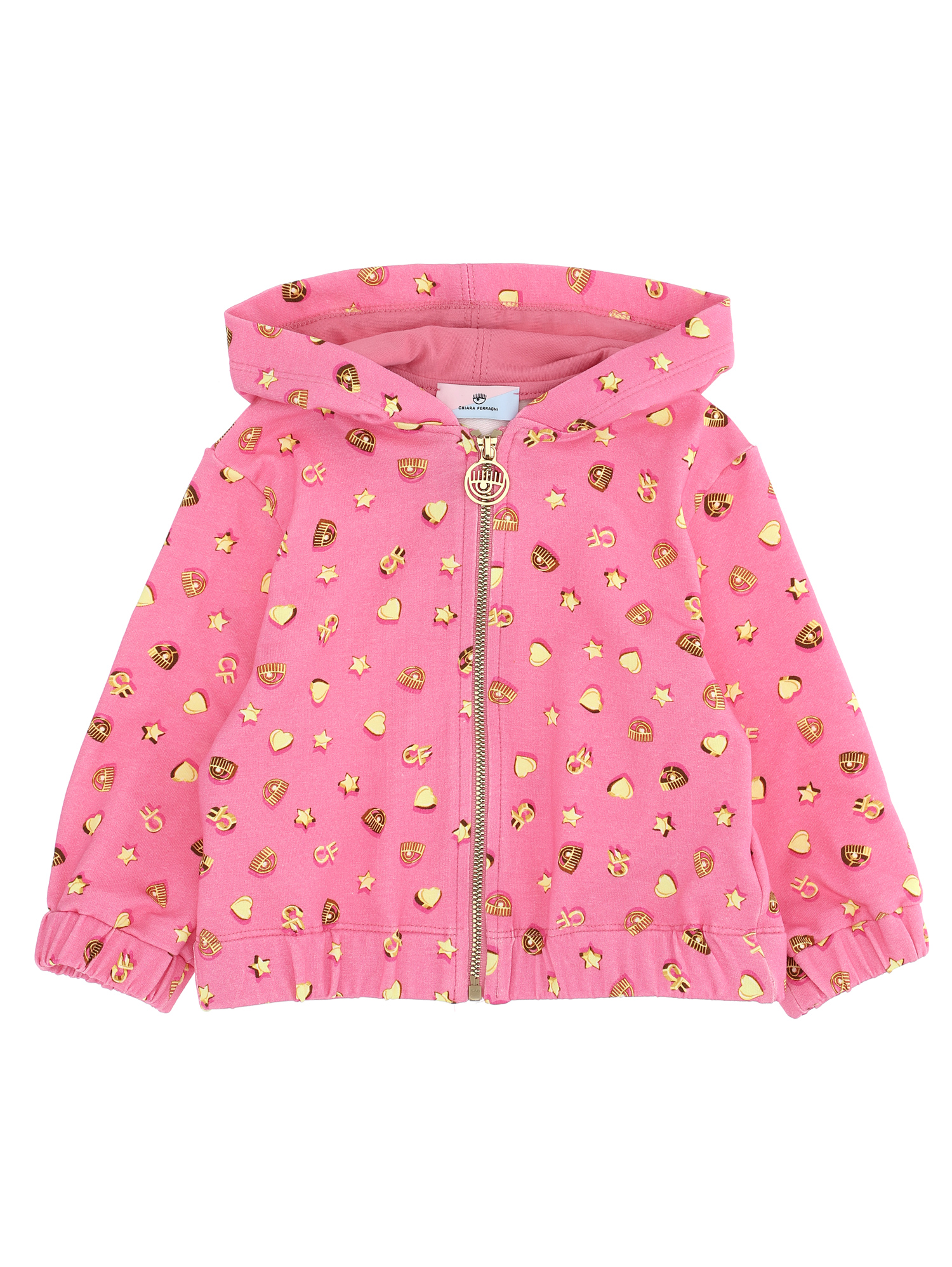 Chiara Ferragni Kids'   Cf Gold Hoodie In Sacketpink + Oro