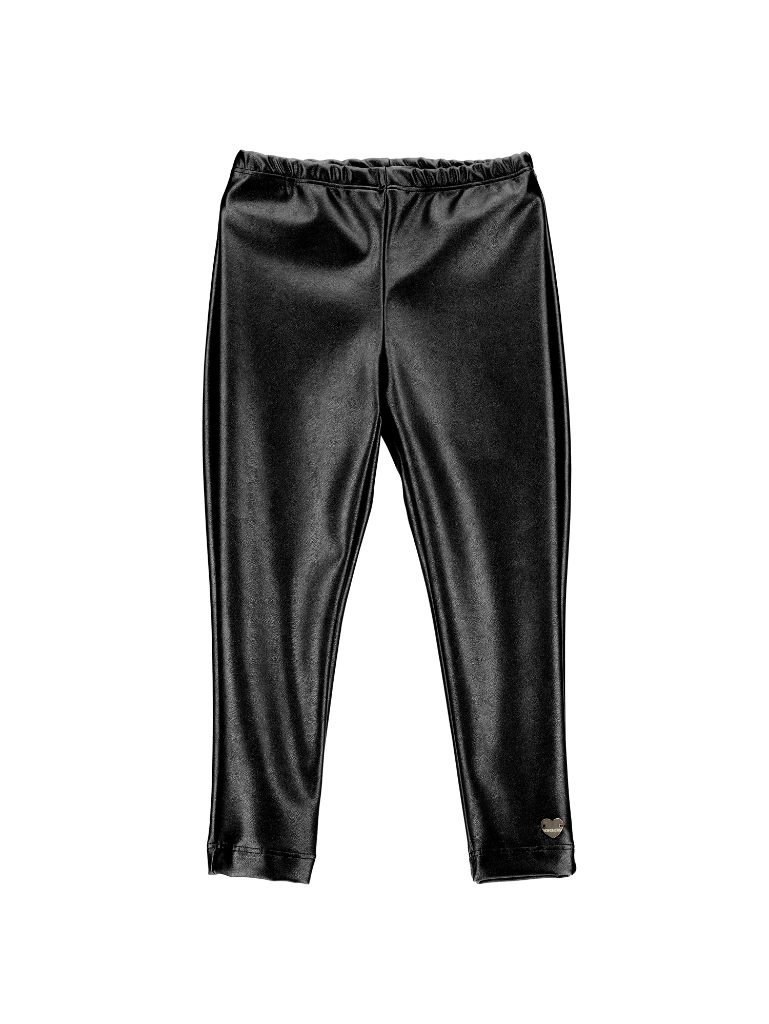 Monnalisa Coated Fabric Stretch Leggings In Black