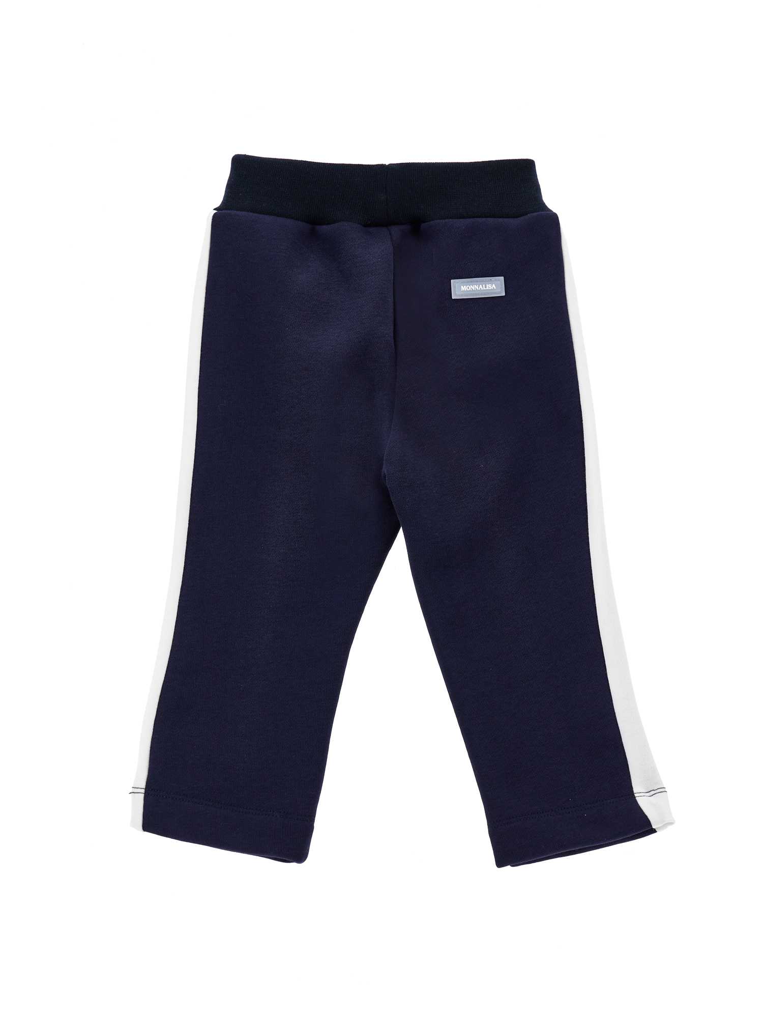 Monnalisa Two-tone Fleece Trousers In Blue + Cream