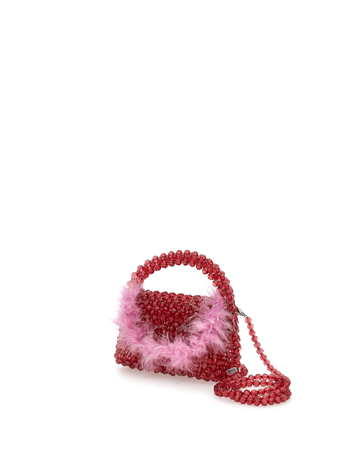 Shop Monnalisa Crystal Bag With Feathers In Blush Pink