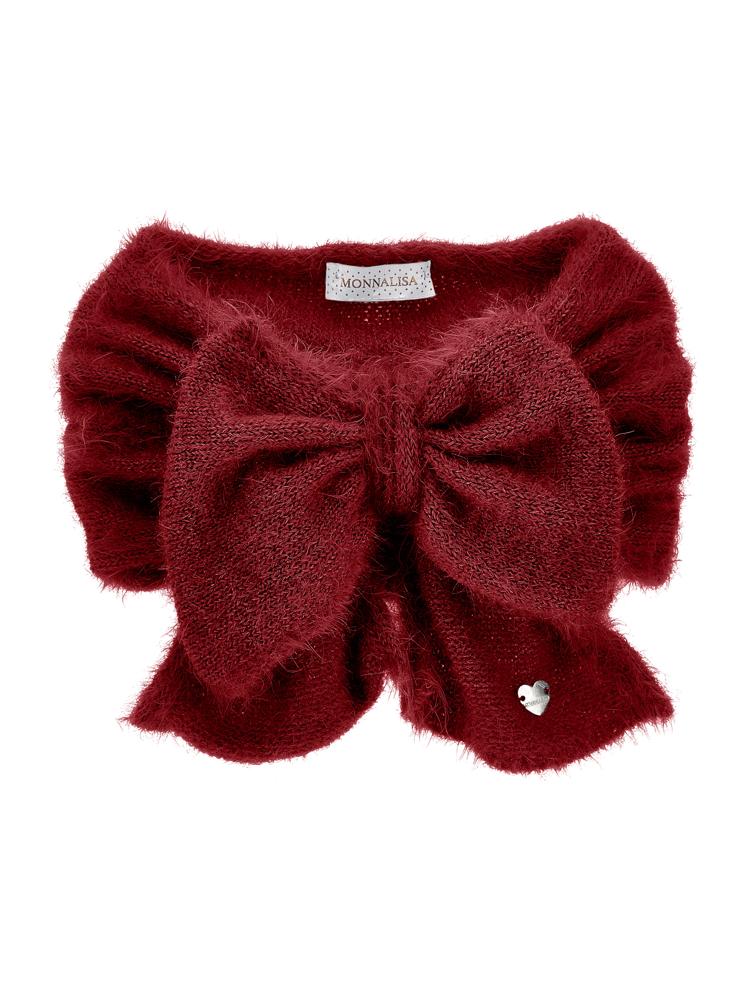 Monnalisa Kids'   Lurex Knit Collar In Ruby Red