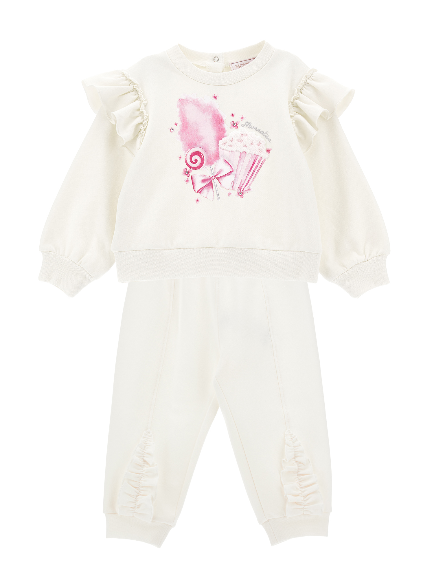 Monnalisa Fleece Set In Cream