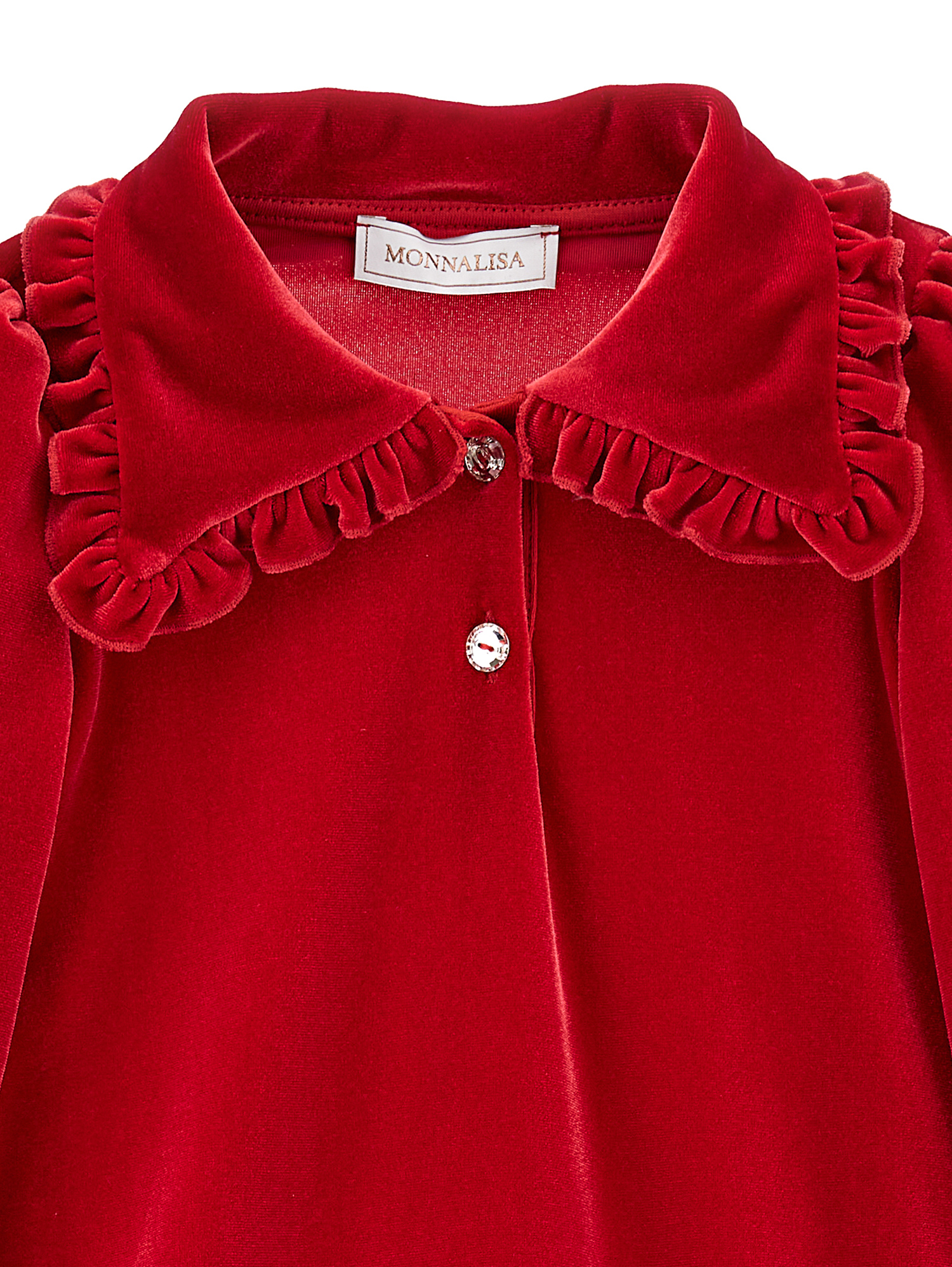 Monnalisa Low-waisted Chenille Dress In Ruby Red