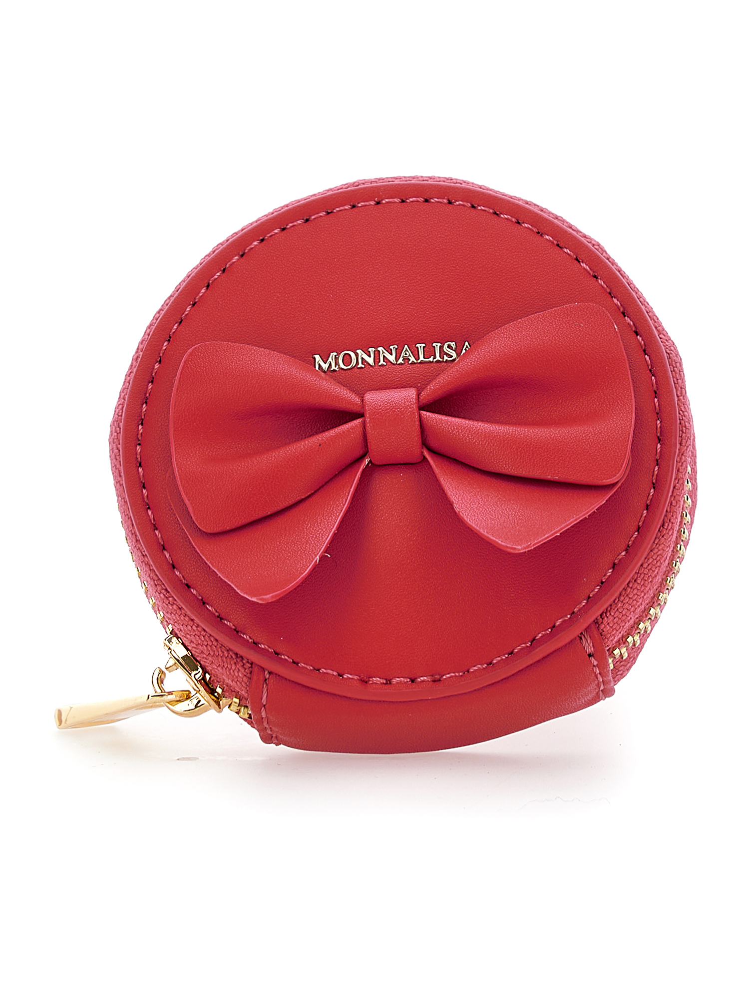 Monnalisa Regenerated Leather Bracelet Purse In Ruby Red