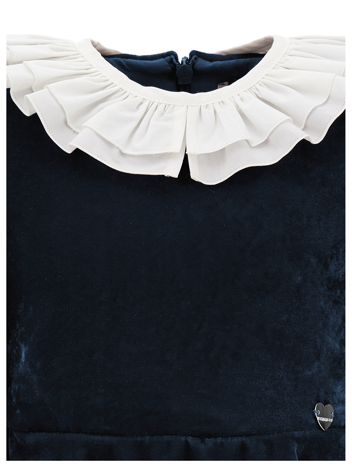Monnalisa Smooth Velvet Godet Dress In Navy Blue