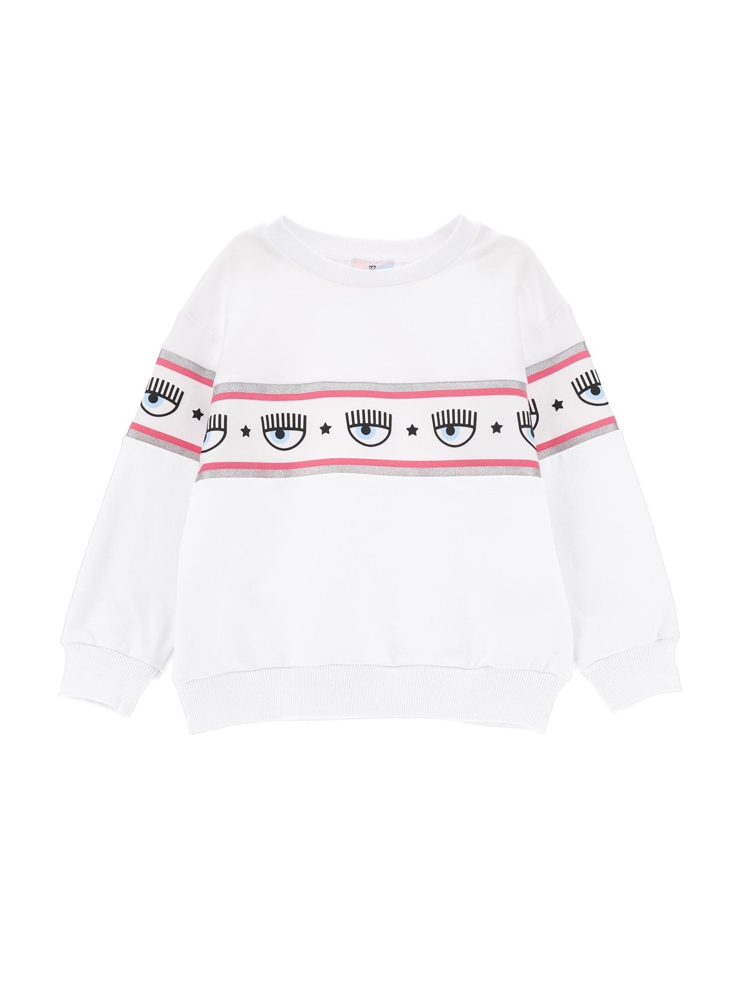 Chiara Ferragni Kids'   Maxilogomania Two-tone Sweatshirt In White