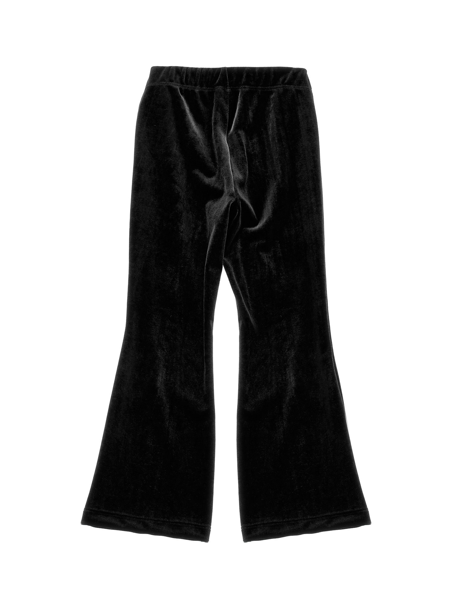 Monnalisa Warp-knit Chenille Trousers In Black
