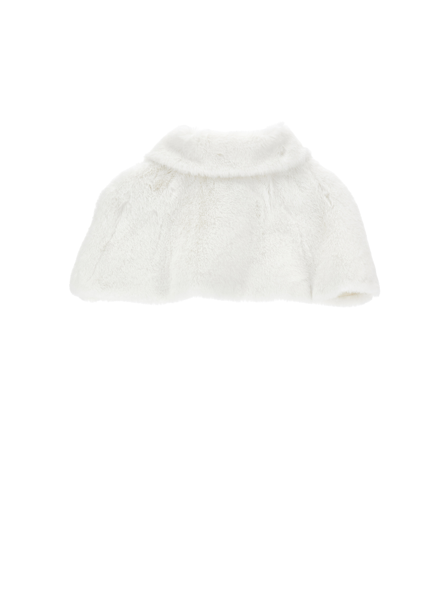 Monnalisa Faux Nutria Fur Plush Cape In Cream
