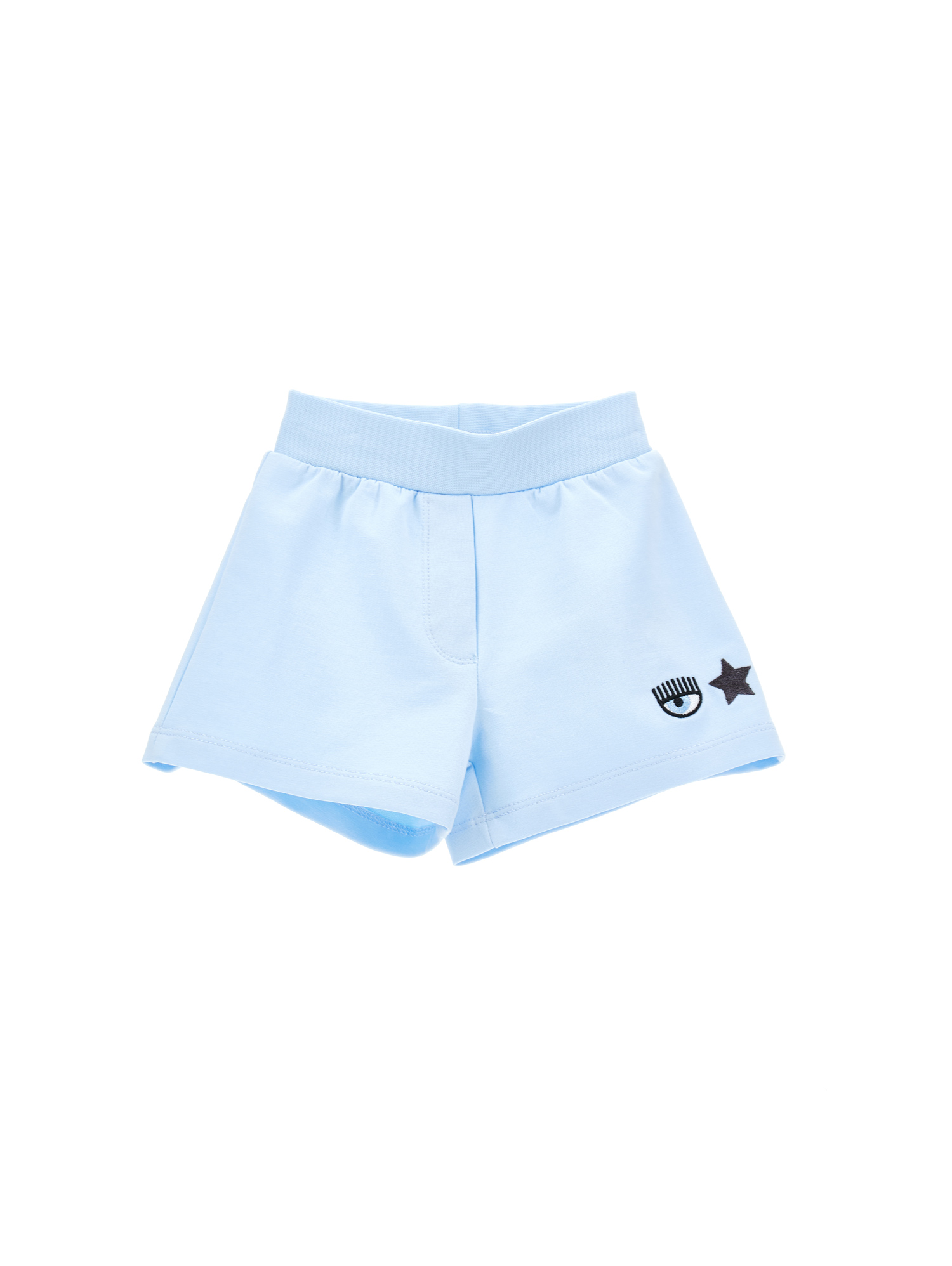 Chiara Ferragni Kids'   Eyestar Jersey Shorts In Coridalis Blue