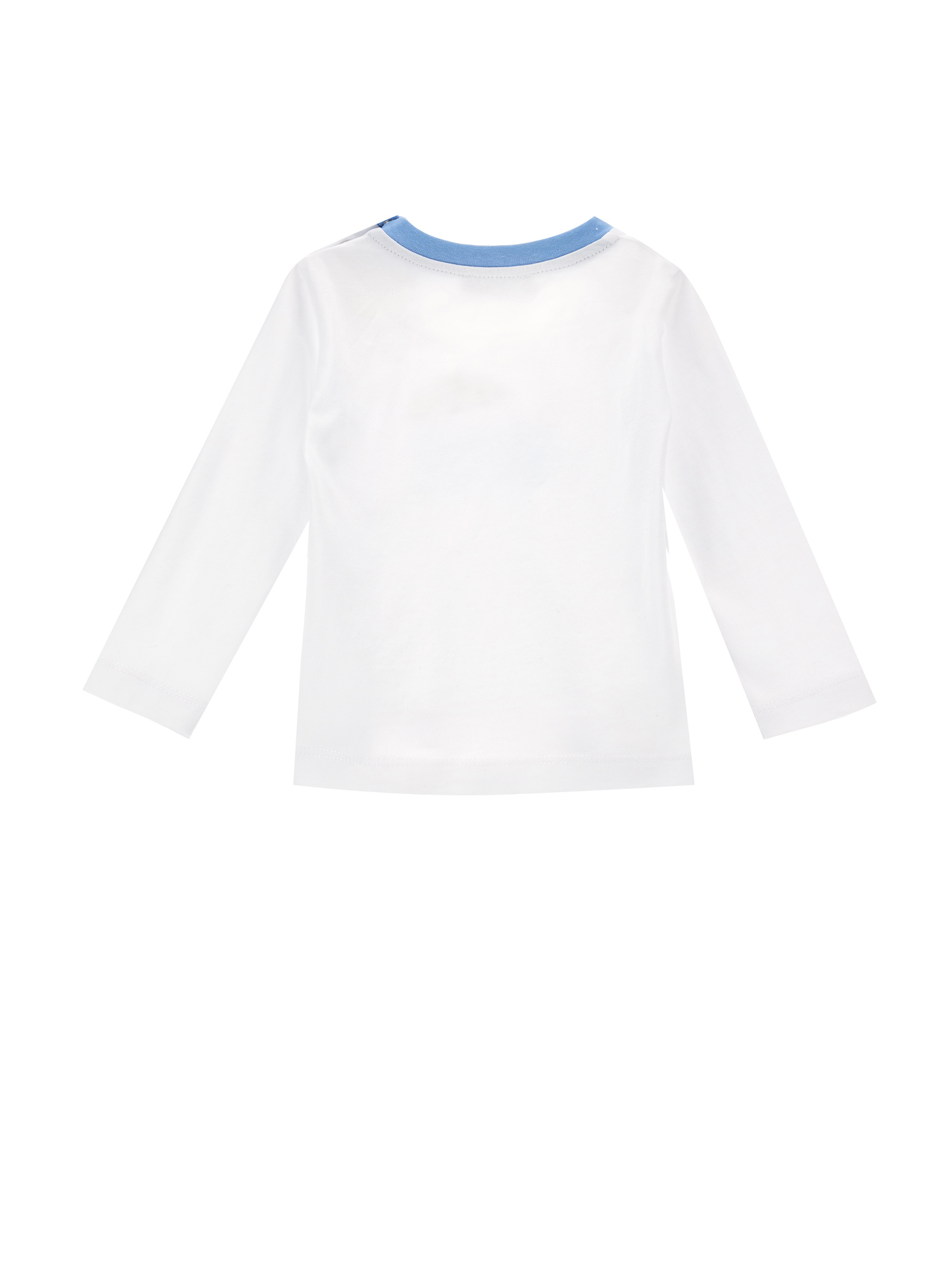 Monnalisa Long-sleeved Pop Print T-shirt In Cream + Light Blue