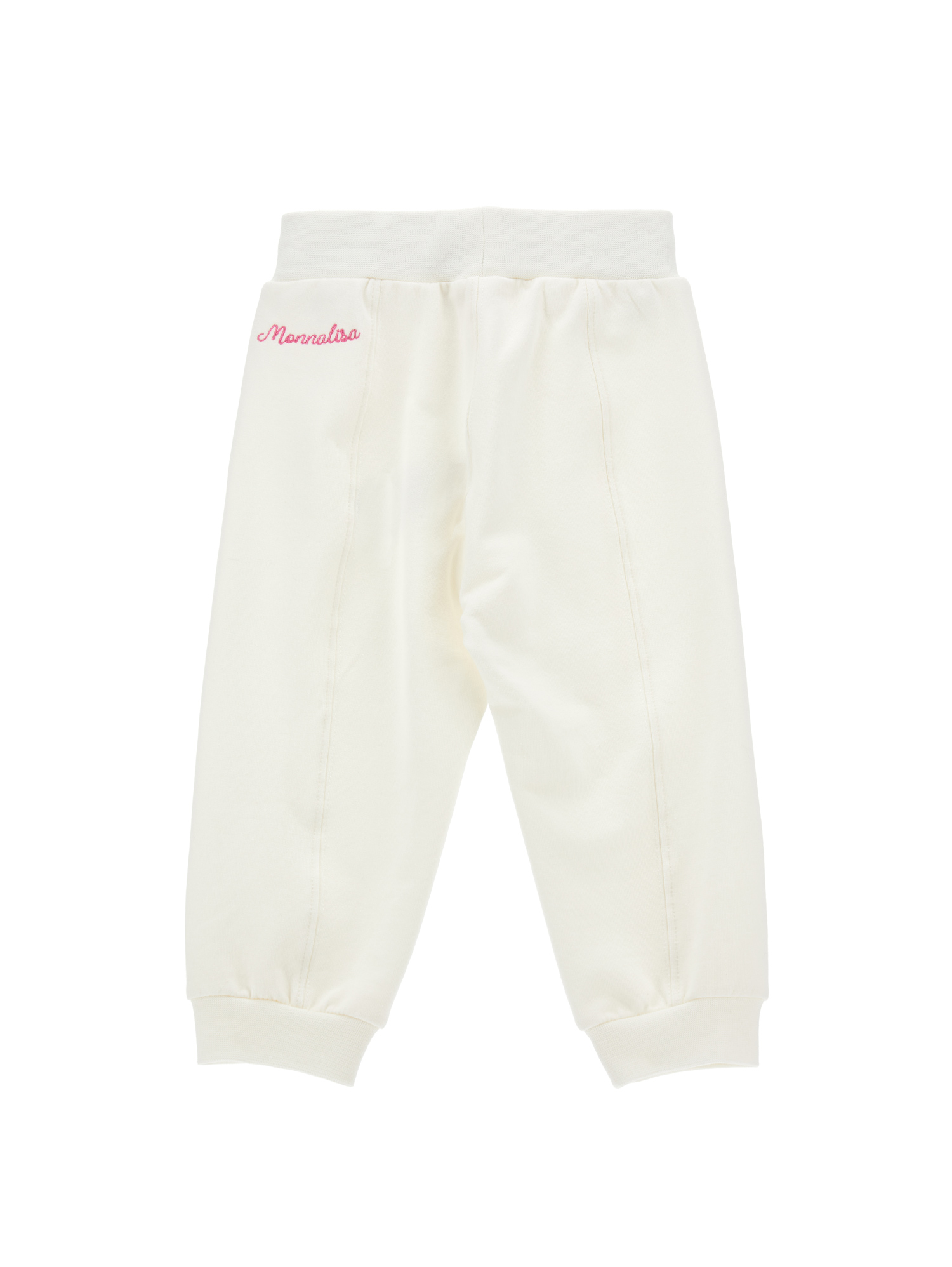 Monnalisa Fleece Joggers With Trim In Cream