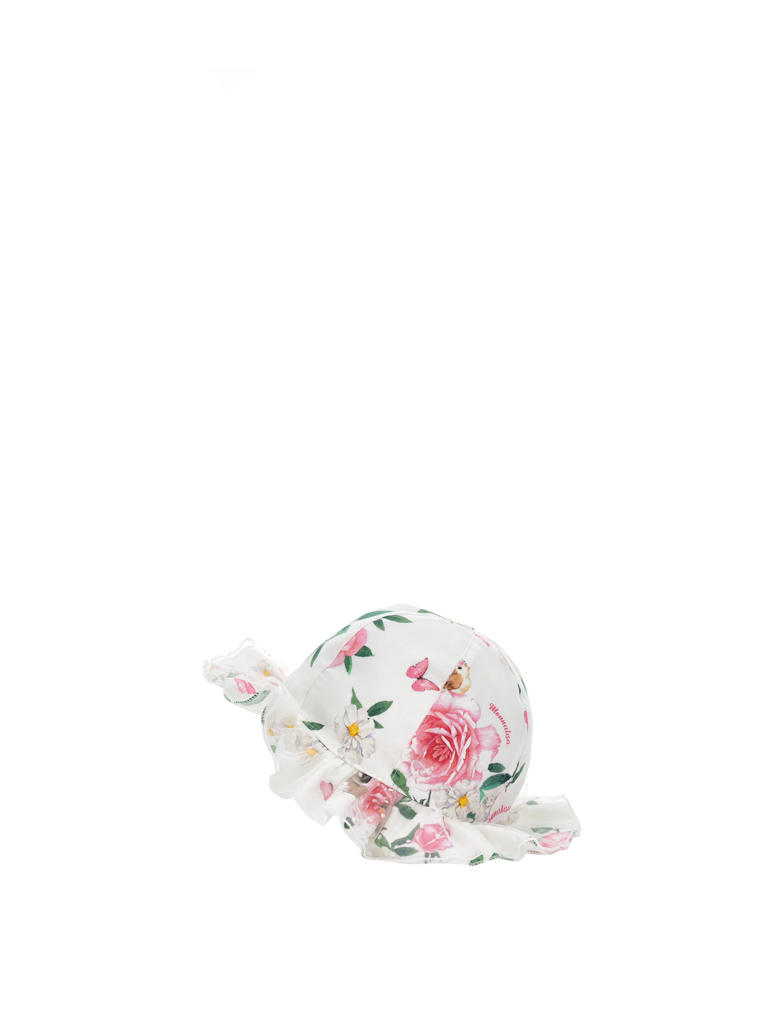 Monnalisa Printed Cotton Poplin Hat In White + Multicolor