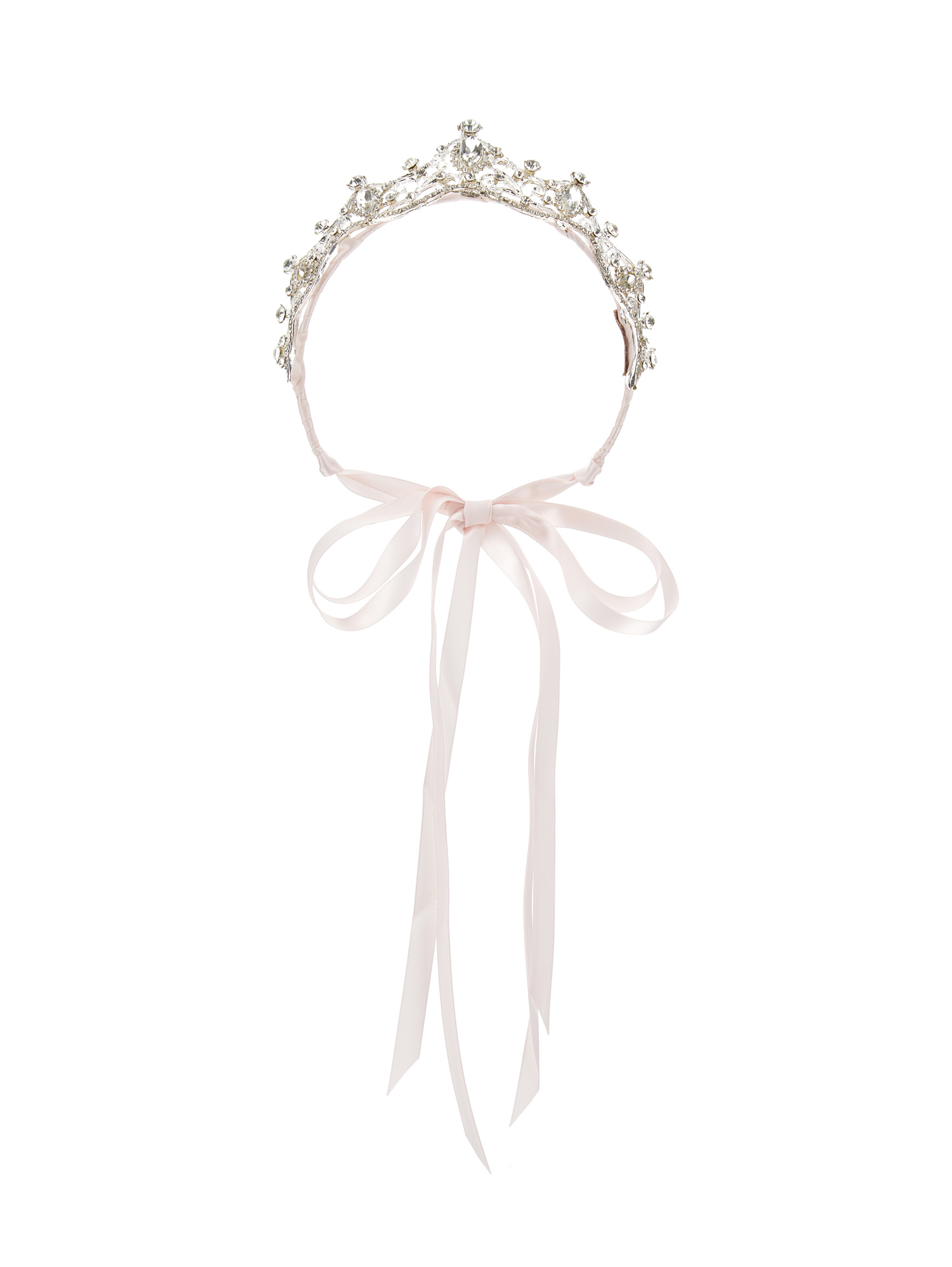 Monnalisa Tiara In Rhinestones And Bezels In Light Pink