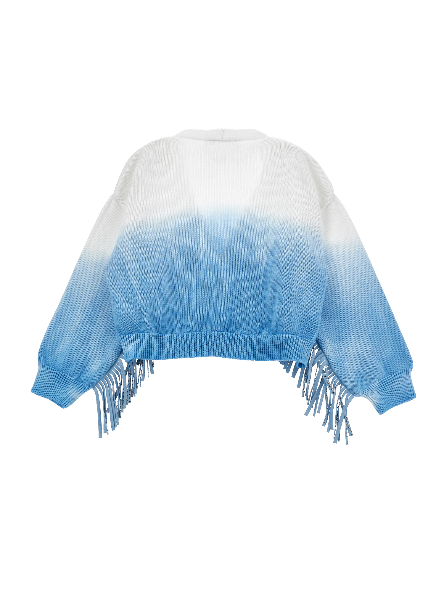 Monnalisa Shaded Cotton Cardigan In Light Blue