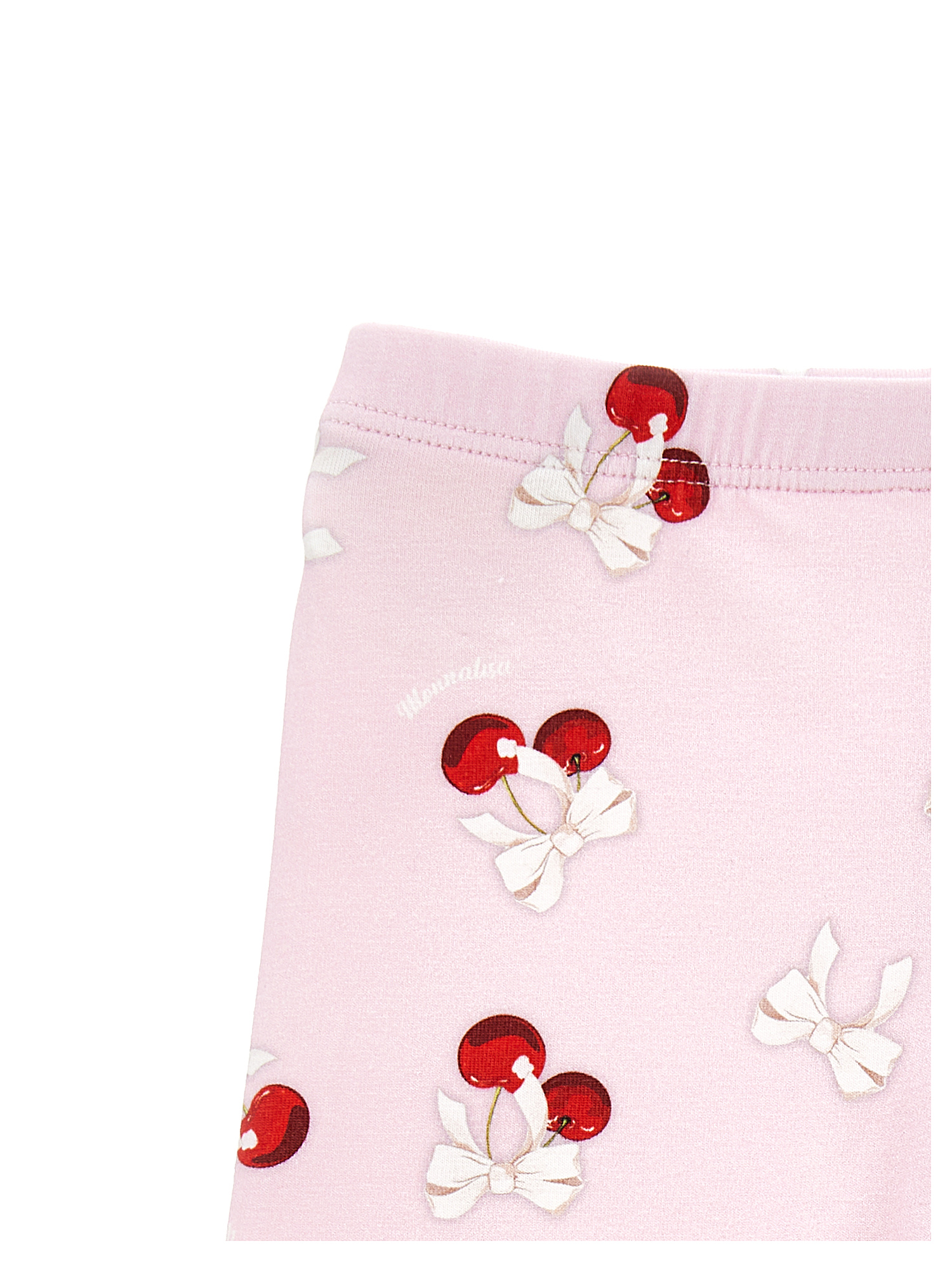 Shop Monnalisa Cherry Jersey Leggings In Rosa Fairy Tale