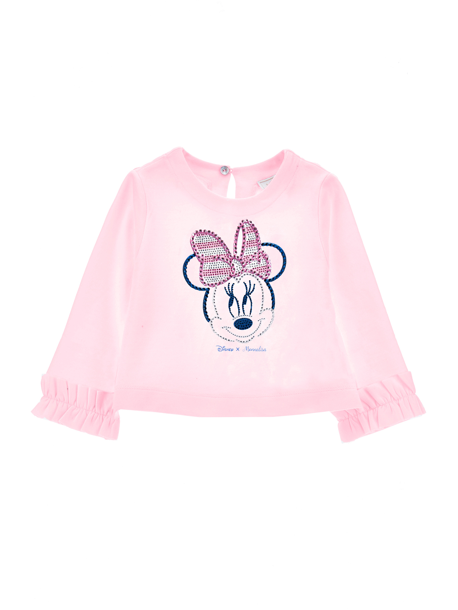 Monnalisa Kids' Minnie Embellished Cotton Sweatshirt In Rosa Fairy Tale