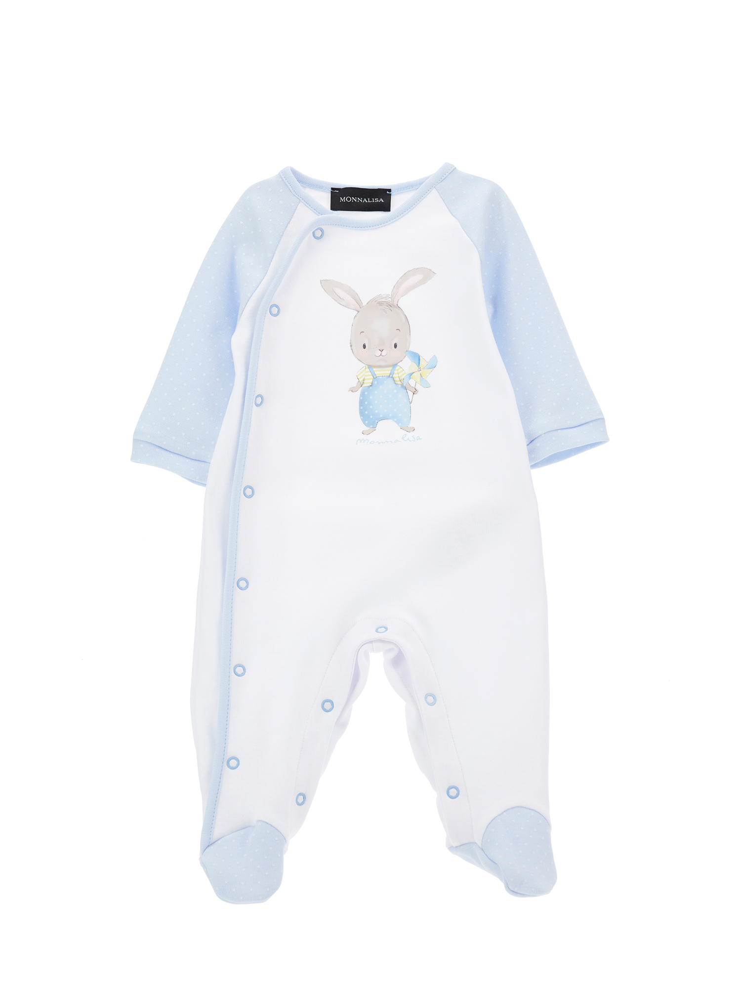 Monnalisa Tutina cotone bicolore con coniglietto