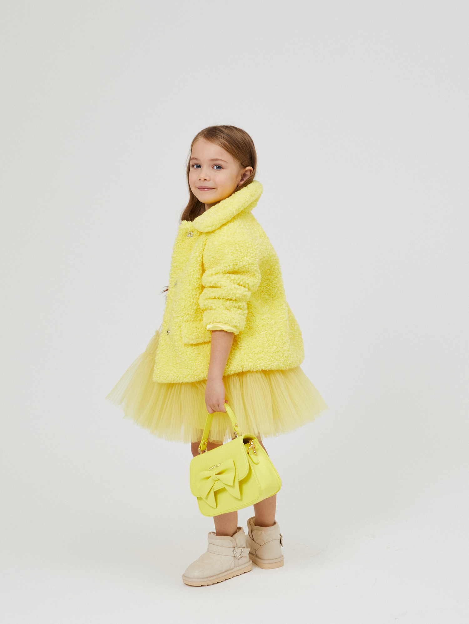 Monnalisa Regenerated Leather Bag In Light Yellow