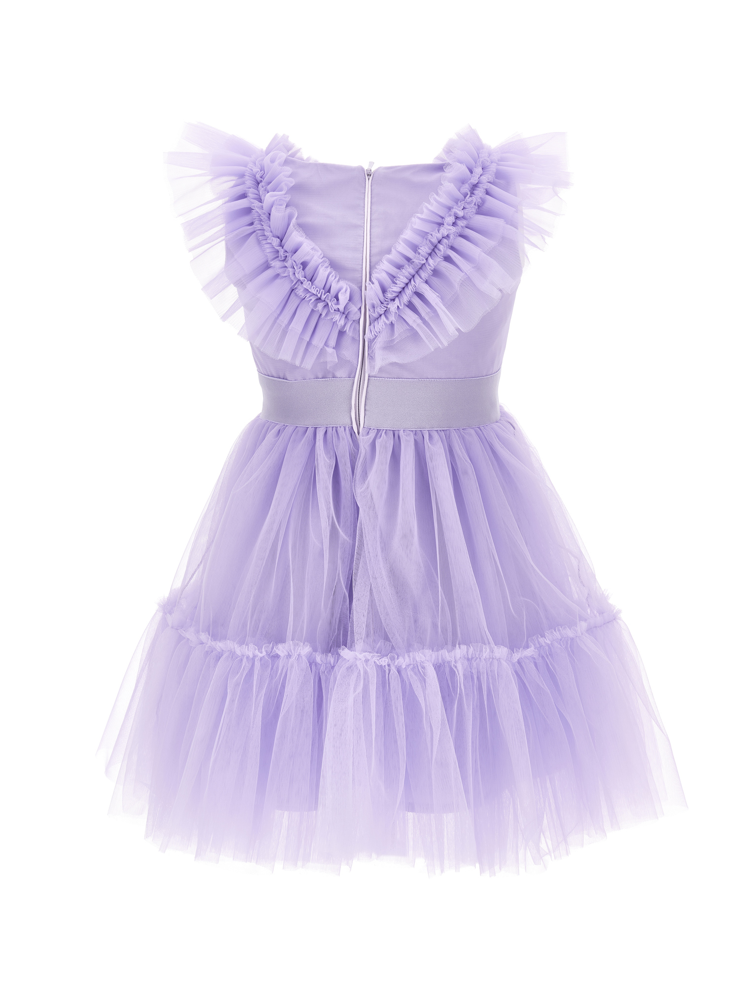 Shop Monnalisa Silk-touch Tulle Dress With Rhinestones In Purple