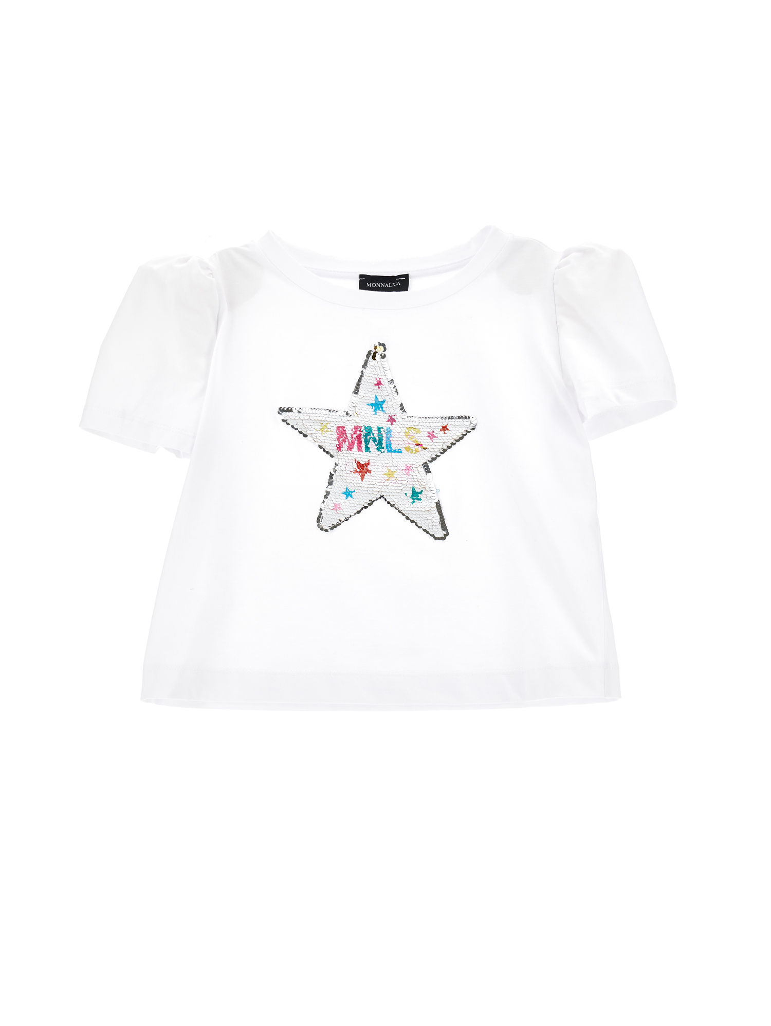 Monnalisa Kids'   Cotton T-shirt With Sequins In White