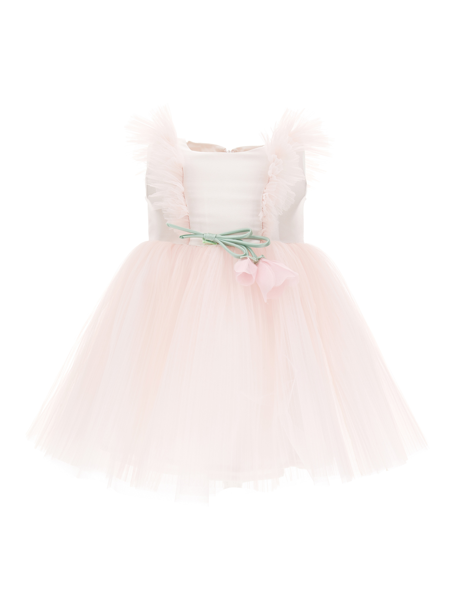 Monnalisa Kids'   Pleated Tulle Dress In Dusty Pink Rose