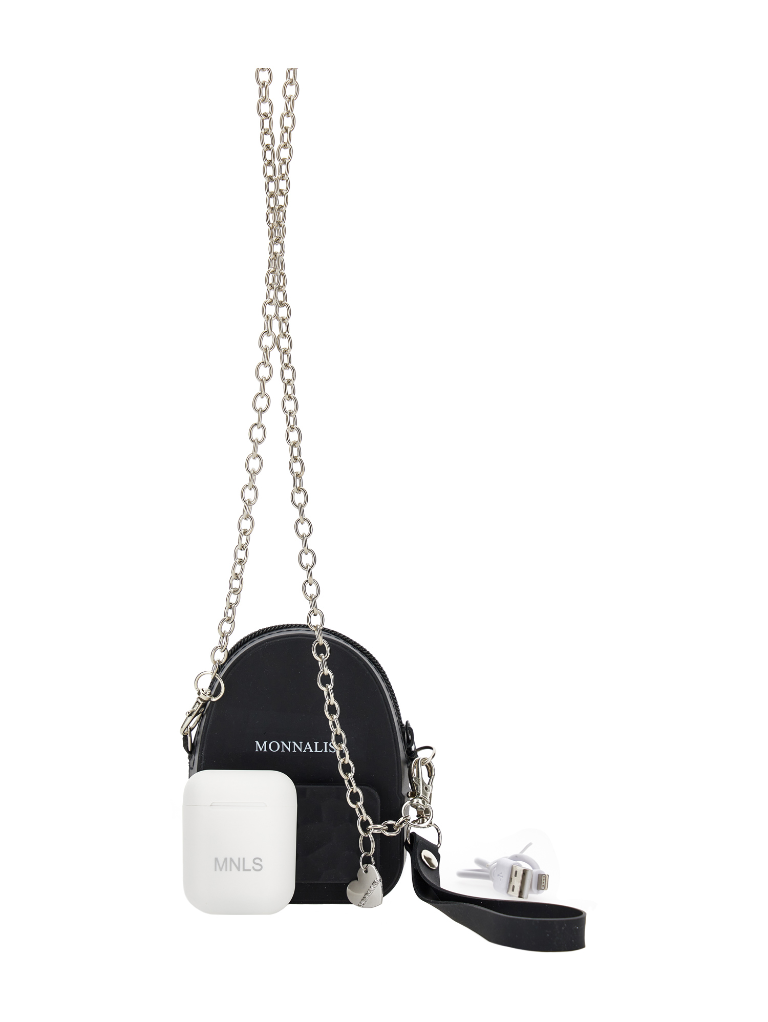 Monnalisa Pvc Shoulder Bag With Headphones In Black