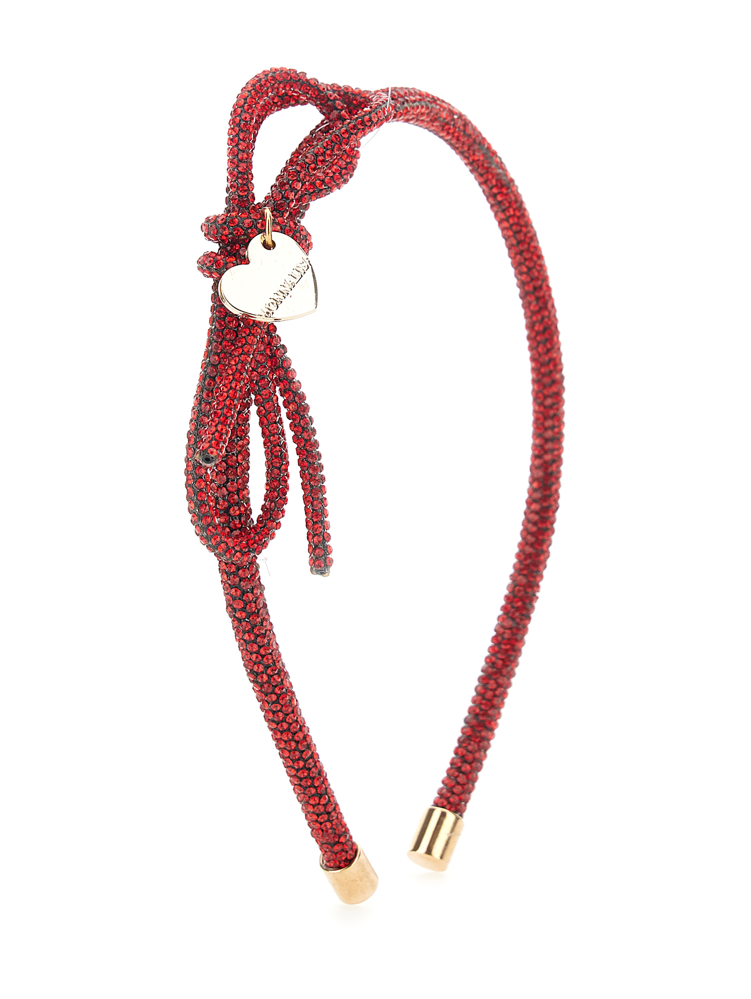 Monnalisa Rhinestone Knit Headband In Ruby Red