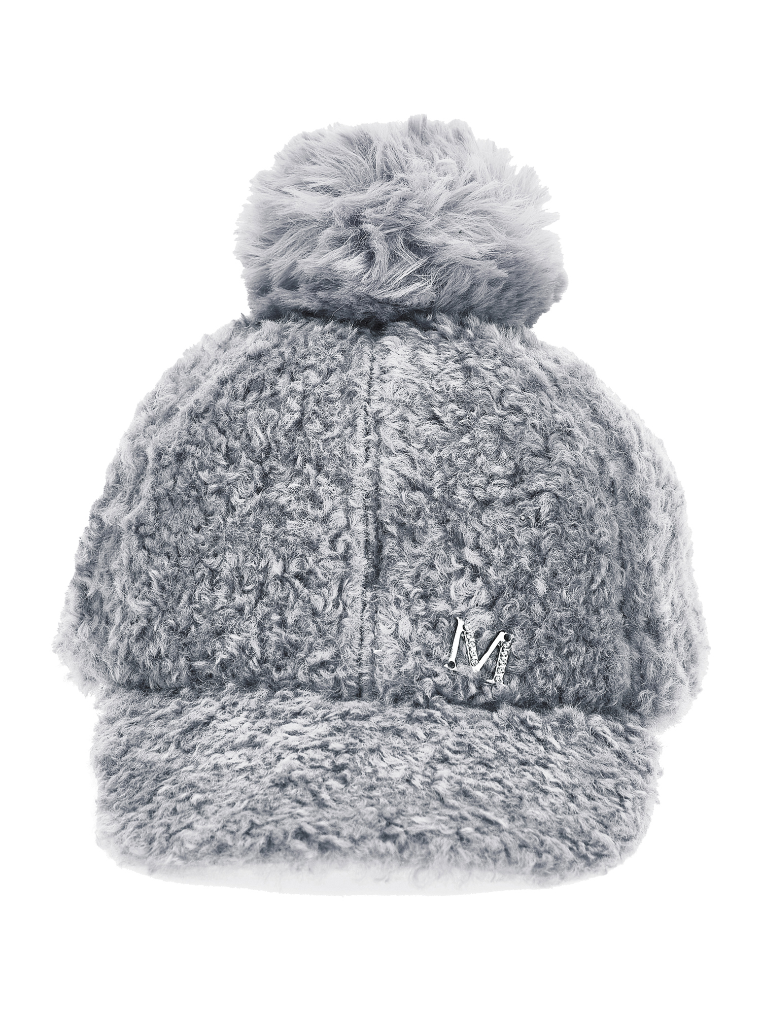 Monnalisa Plush Baseball Cap In Grey