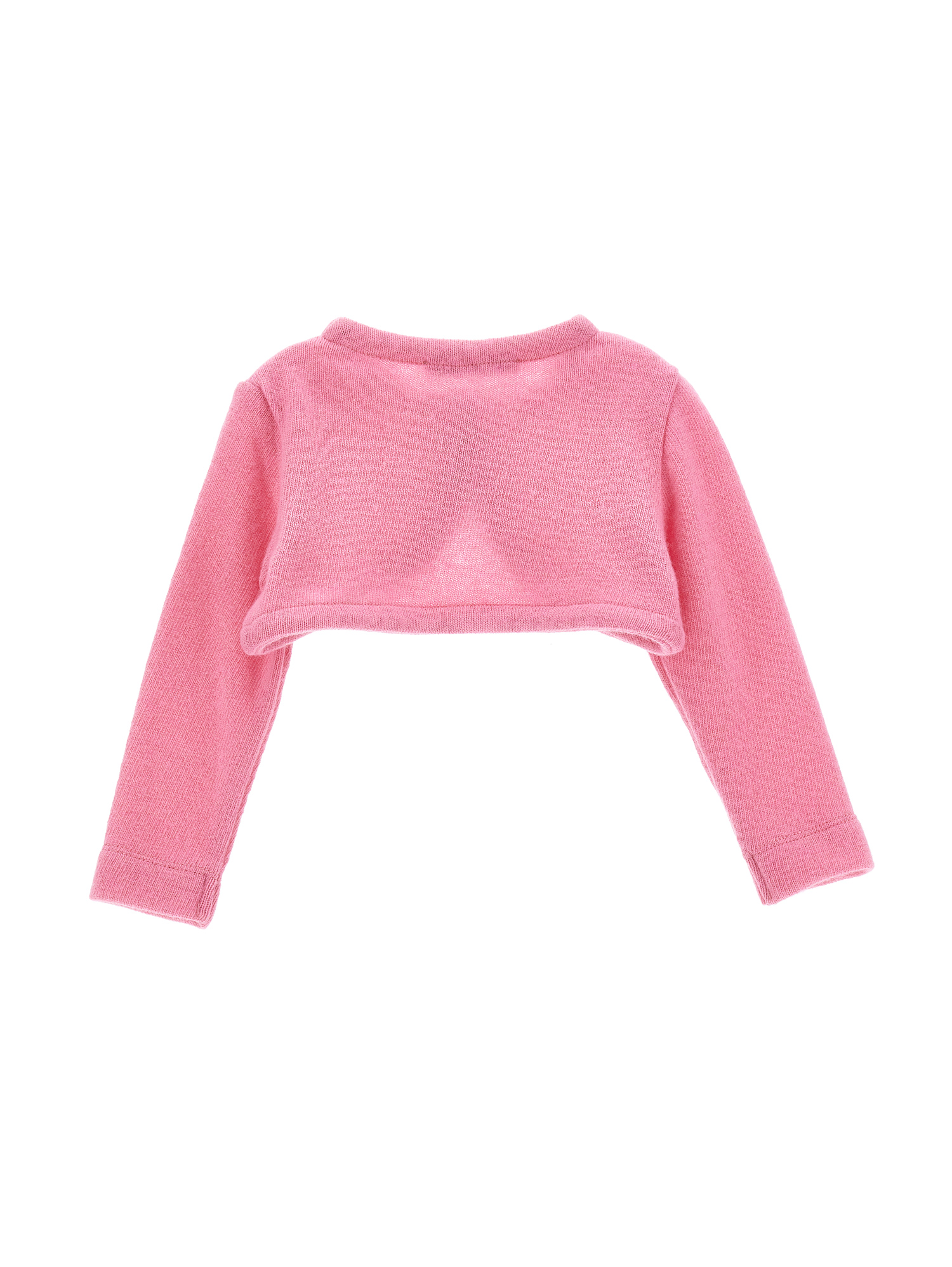 Monnalisa Merino Wool Cardigan In Bright Peach Pink