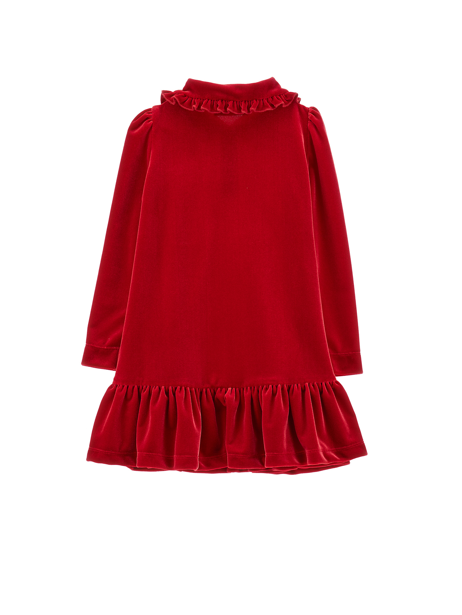Monnalisa Low-waisted Chenille Dress In Ruby Red