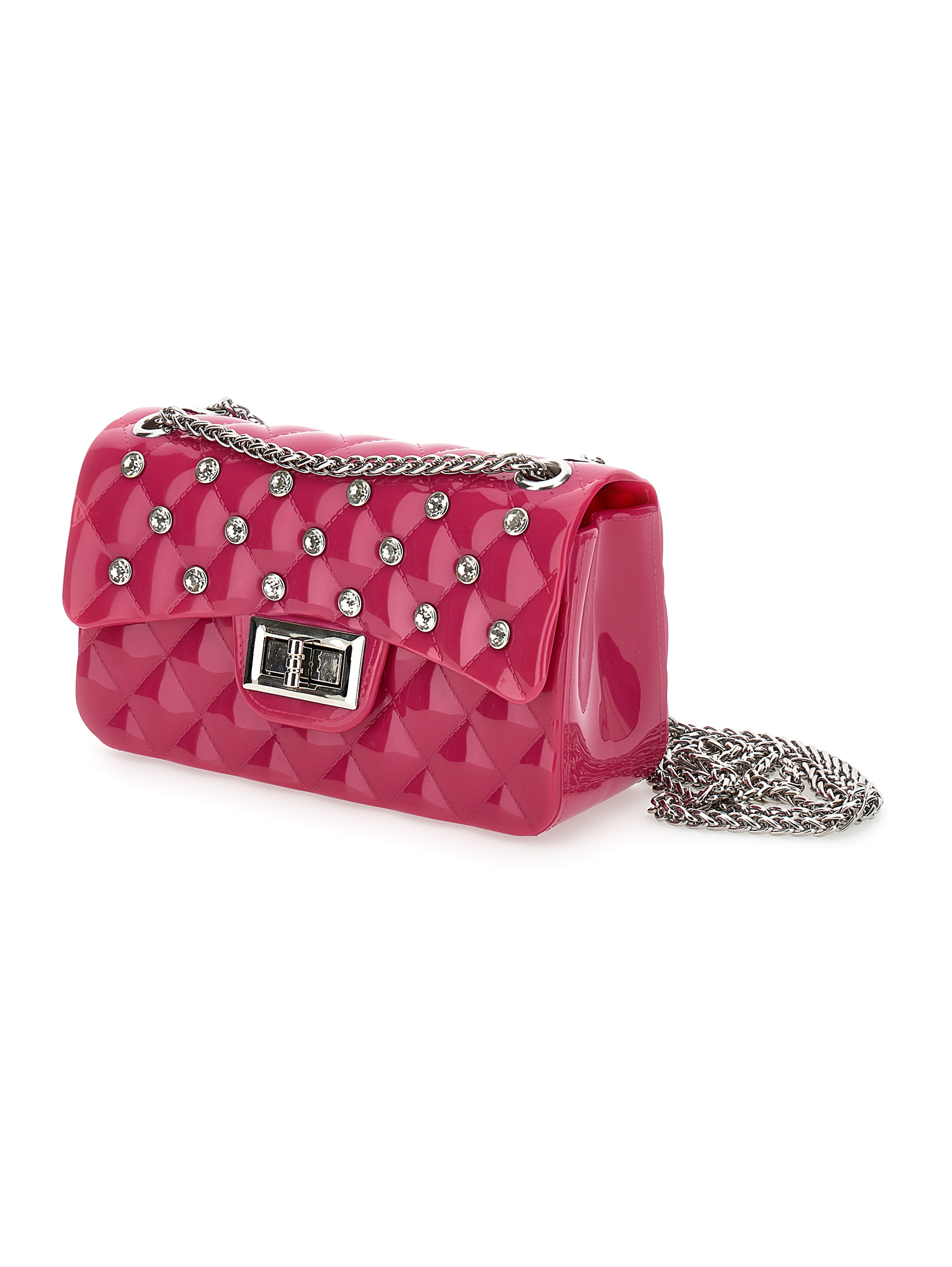 Monnalisa Pvc Shoulder Bag In Fuchsia + Grey