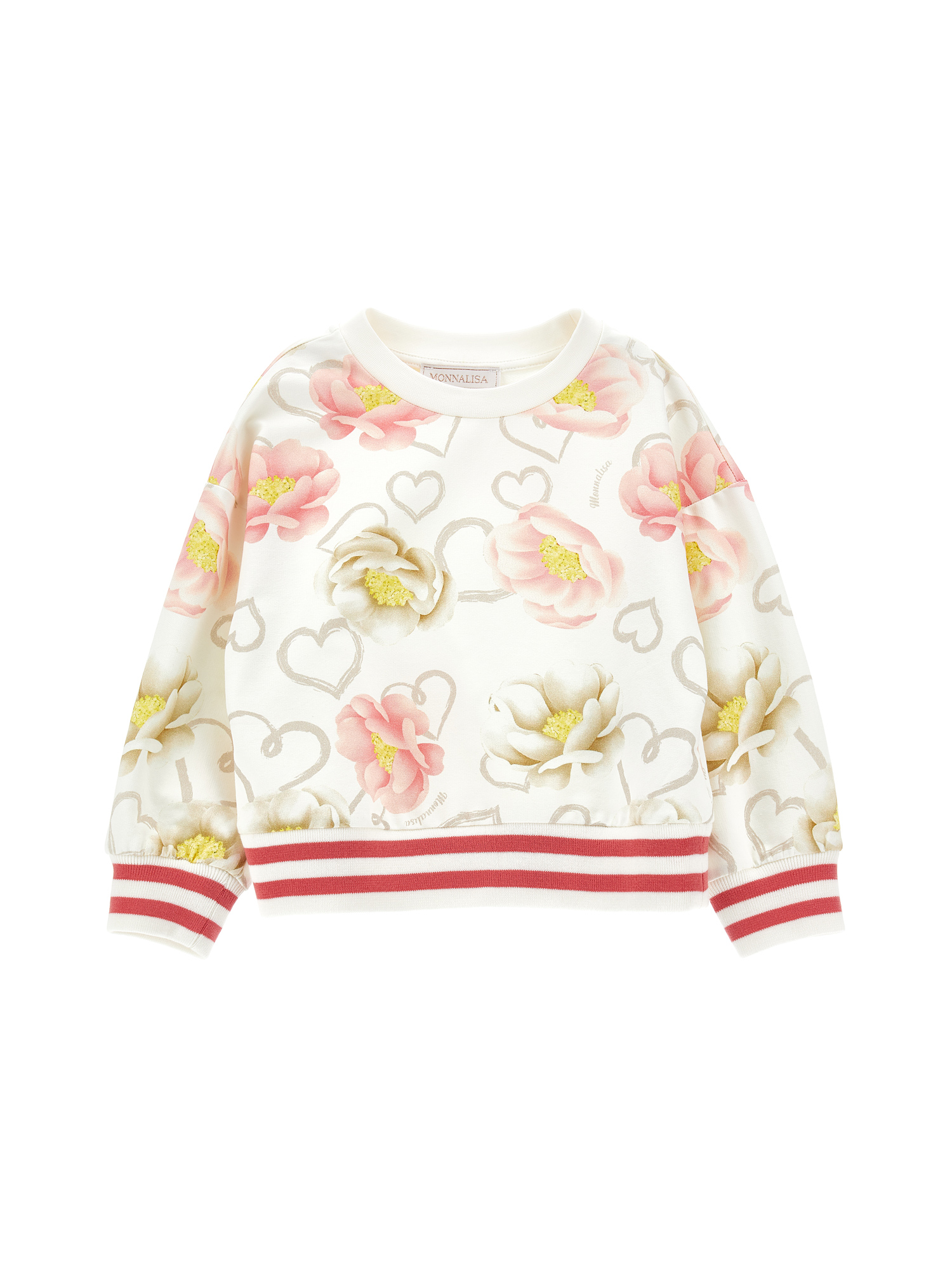 Monnalisa Kids'   Anemone Print Sweatshirt In Ecru