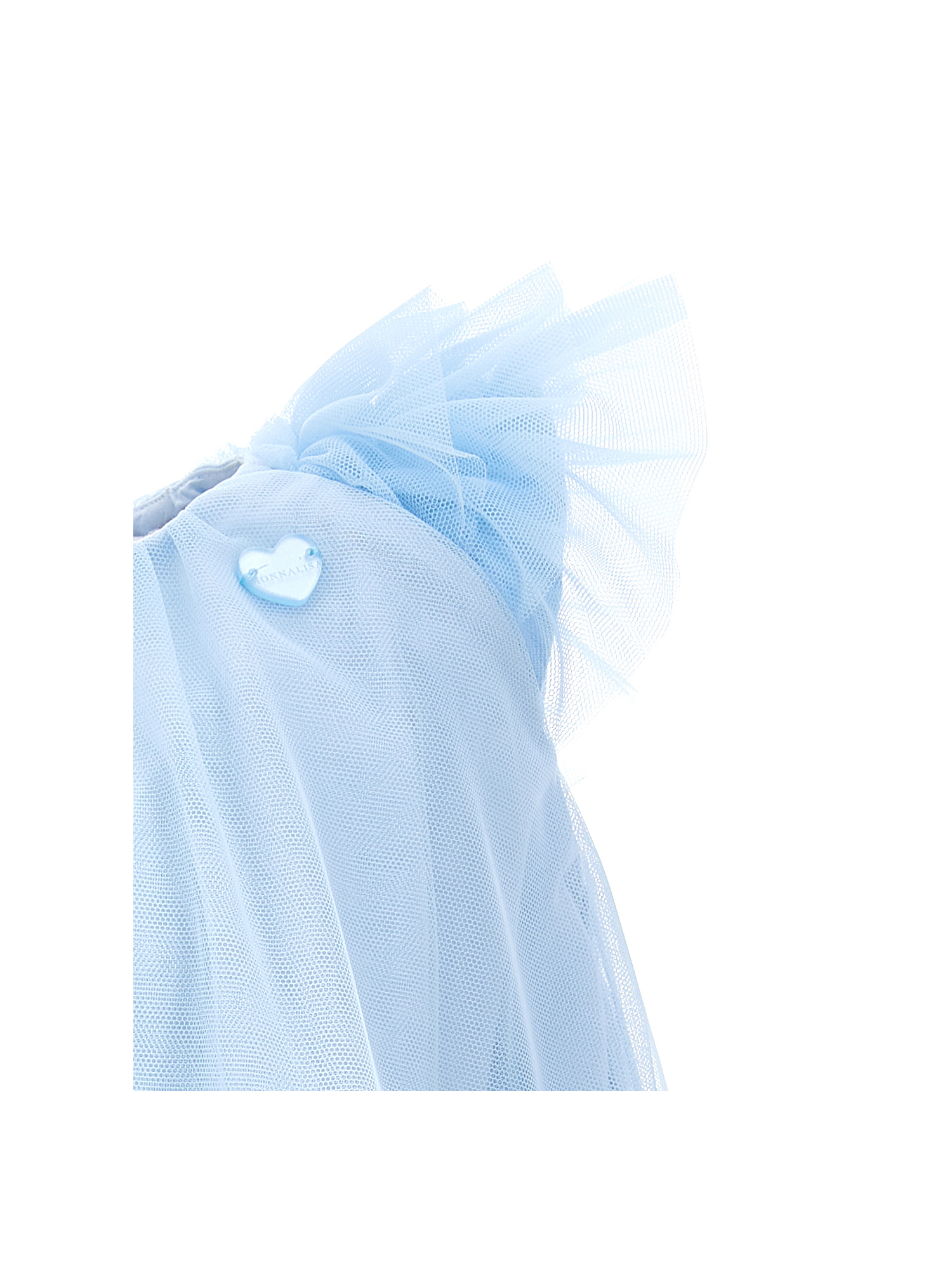 Shop Monnalisa Tulle Dress With Small Ruffles In Light Blue