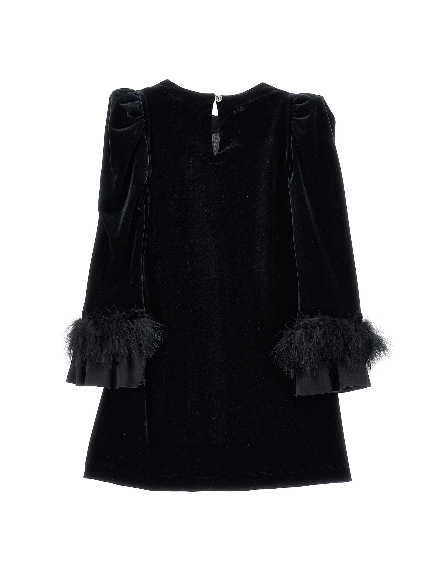 Monnalisa Chenille Bon Ton Dress In Black