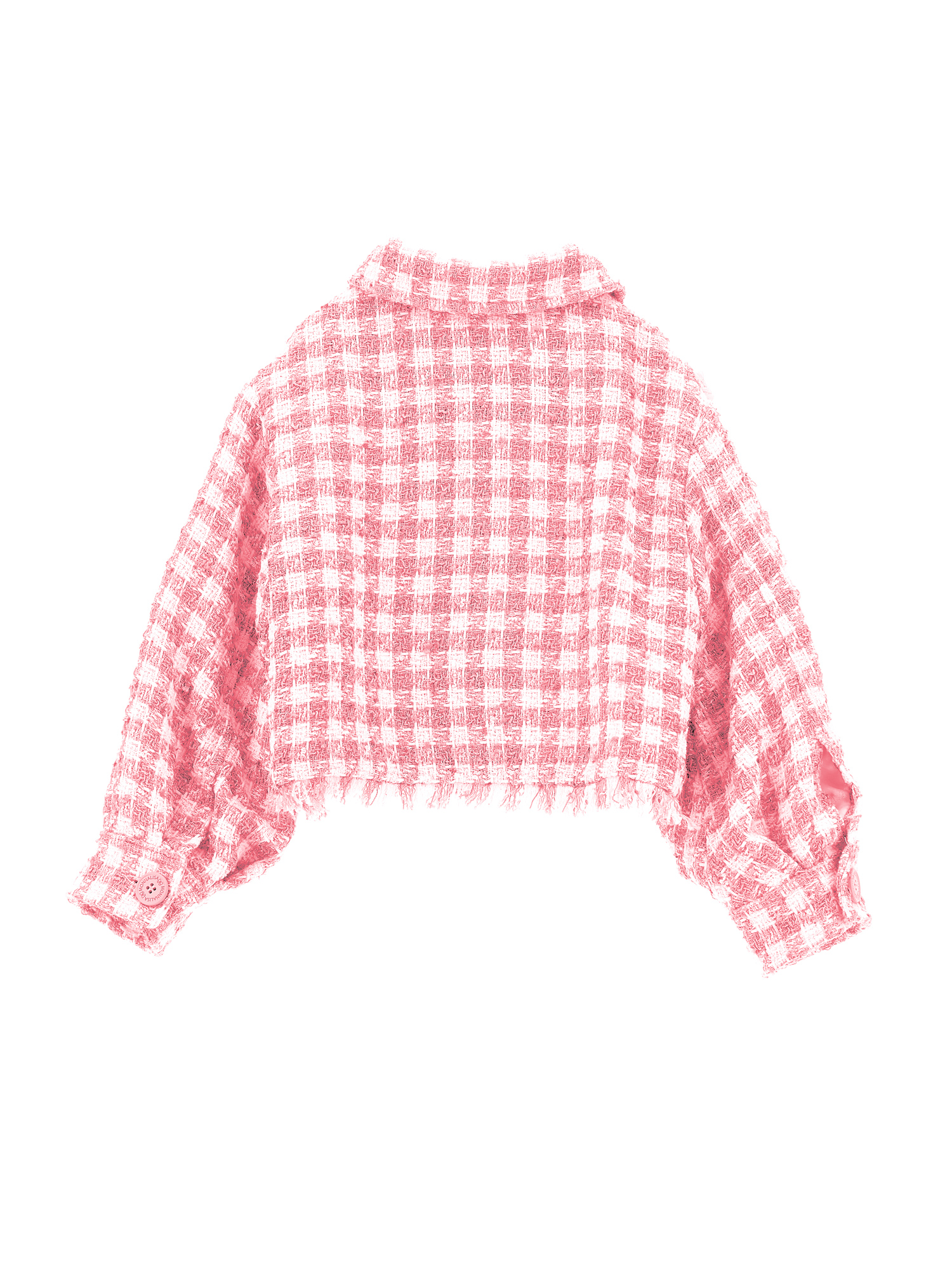 Monnalisa Houndstooth Spencer Jacket In White + Rosa Fairytale