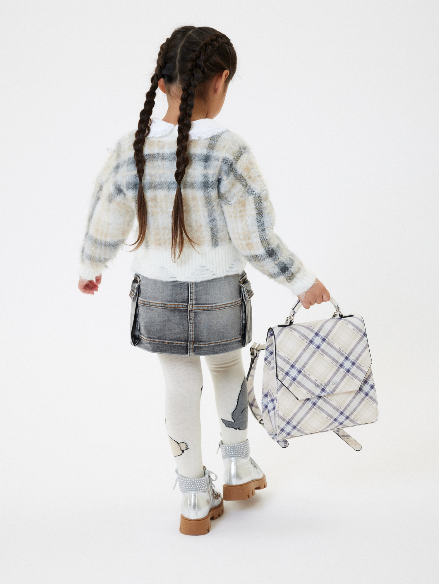 Monnalisa Denim Cargo Mini Skirt In Black