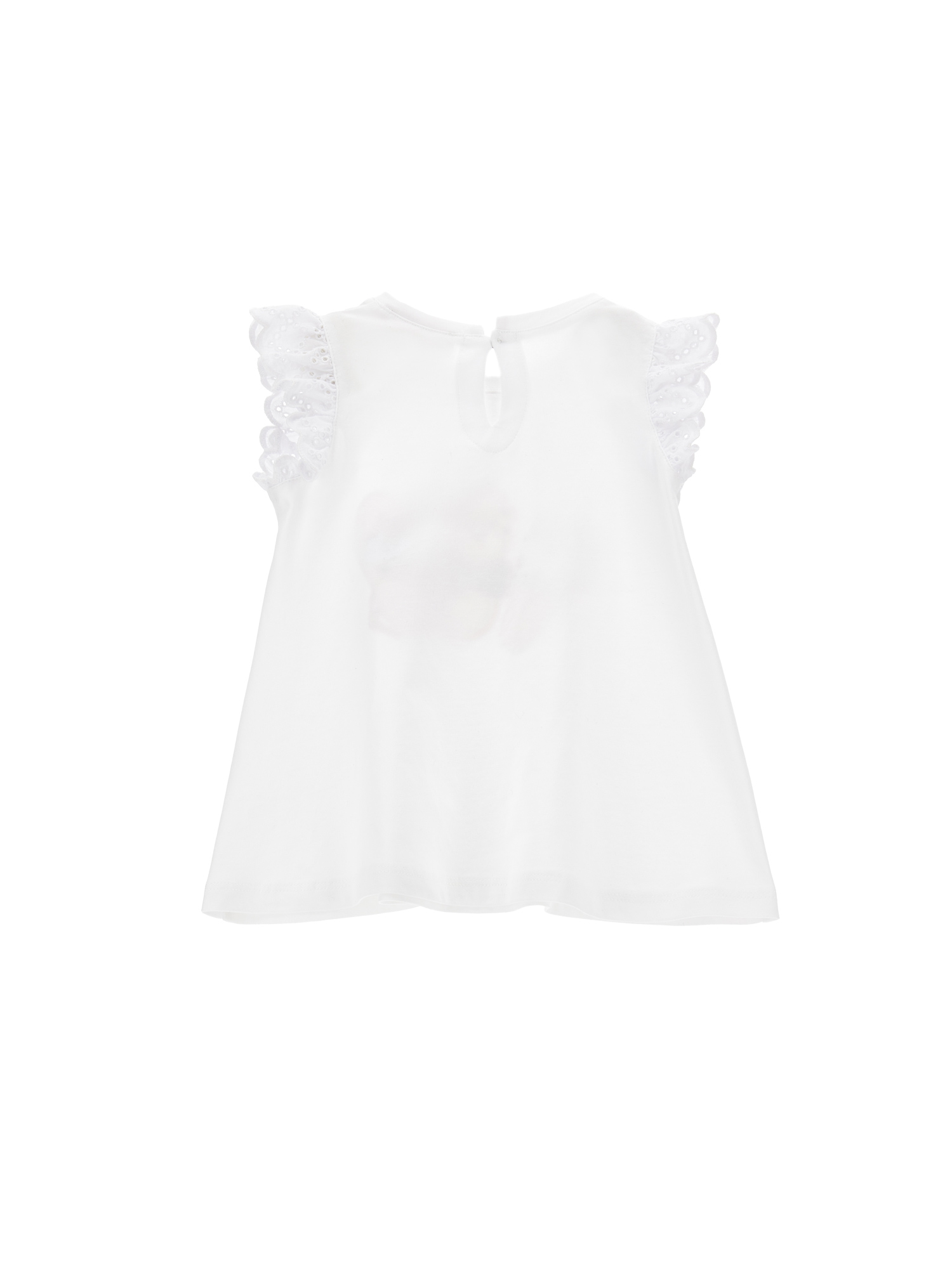 Shop Monnalisa Jersey And Broderie Anglaise Embroidery T-shirt In White + Rosa Fairytale
