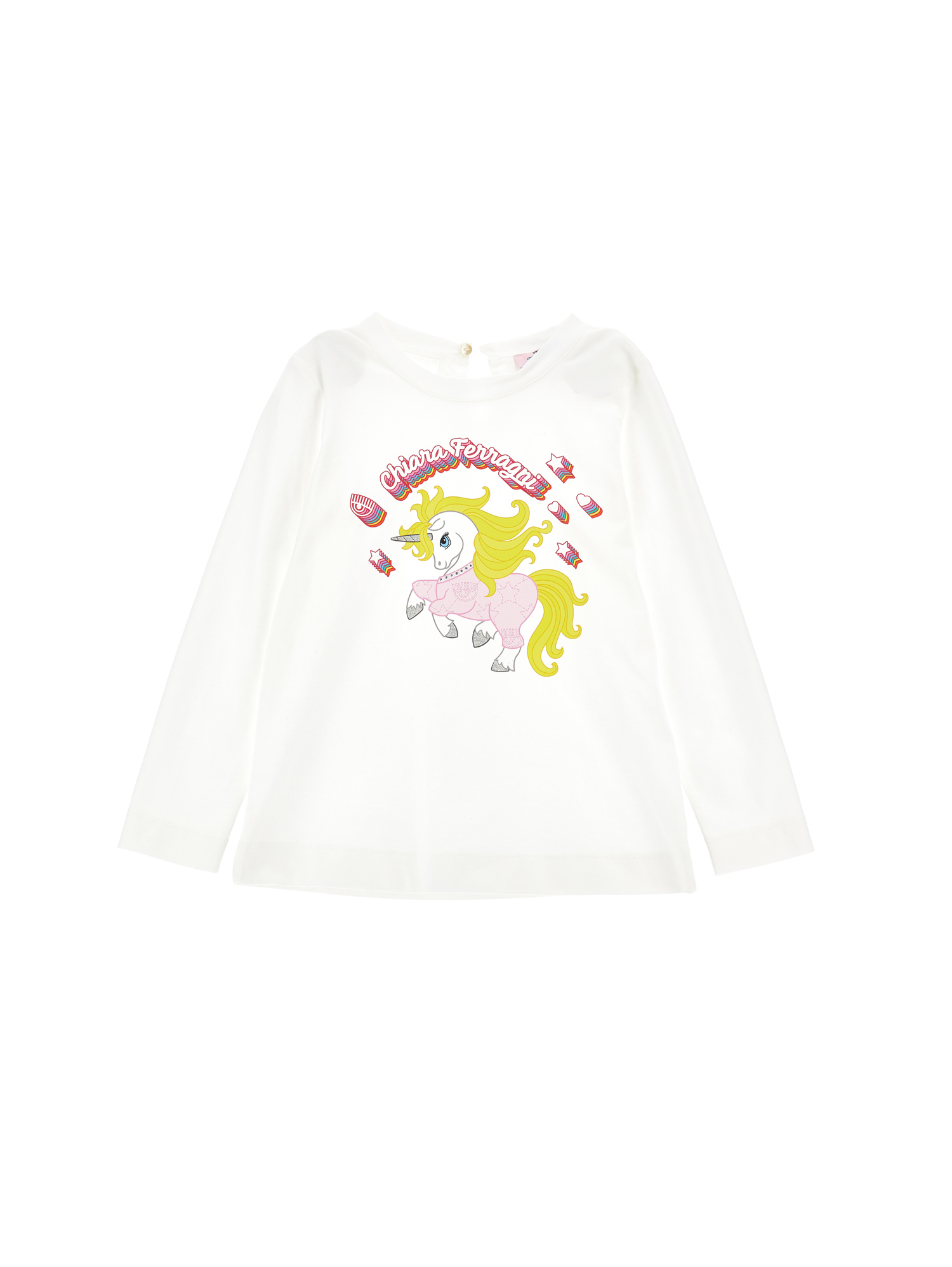 Chiara Ferragni Kids'   Cf Iconic Logo Cotton T-shirt In Cream