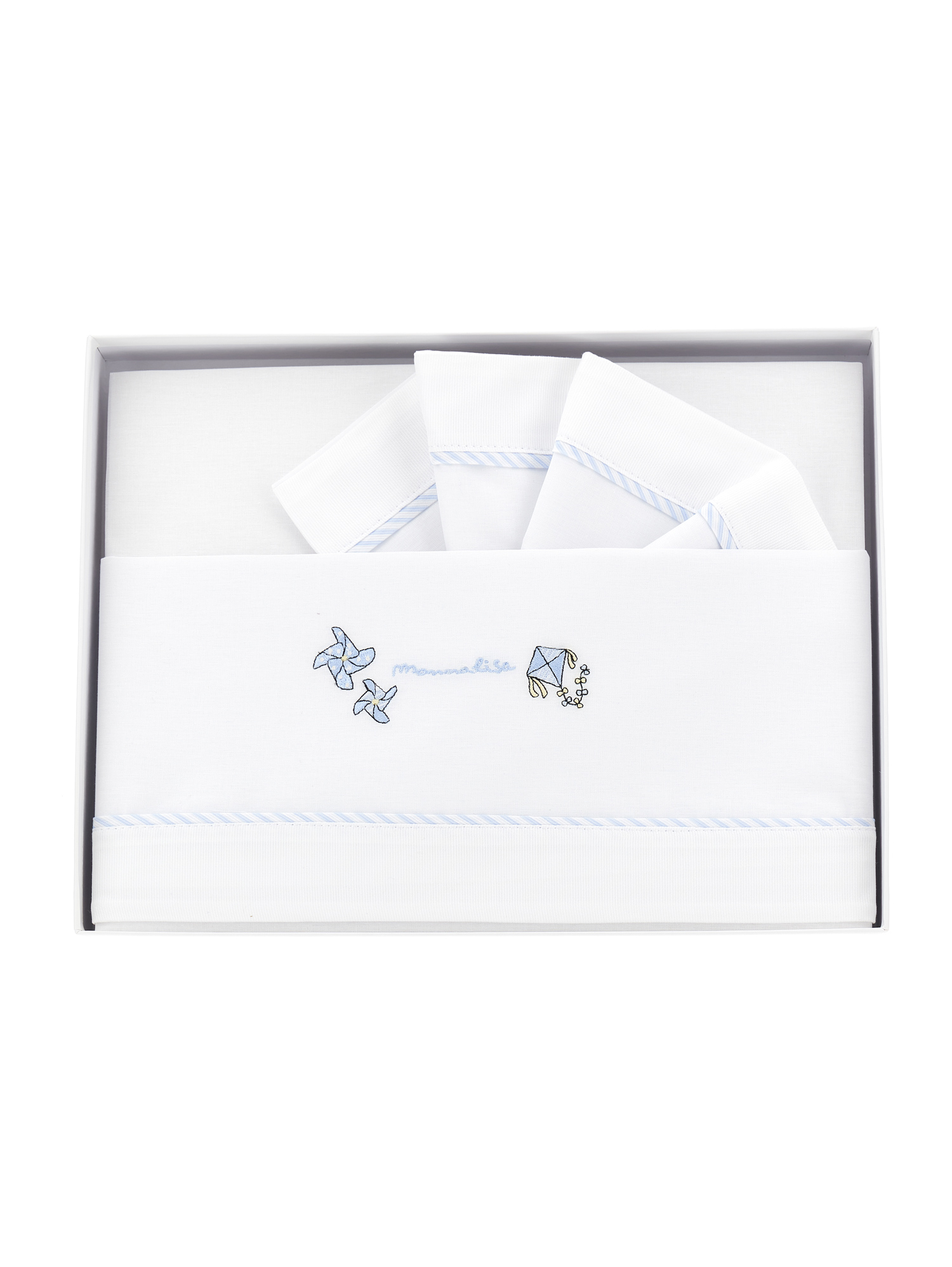 Monnalisa Babies'   Newborn Cotton Sheet Set In White + Cloud