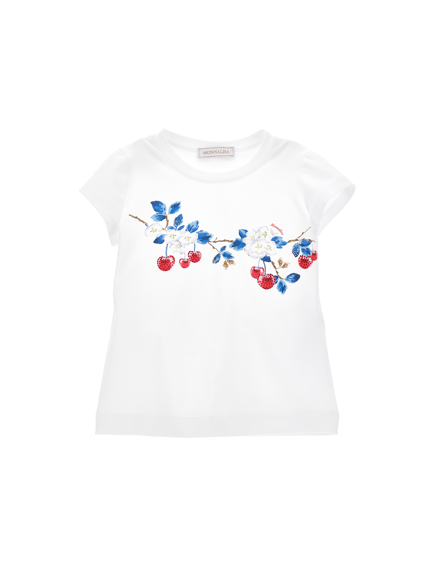 Shop Monnalisa Cherry Print Cotton T-shirt In White