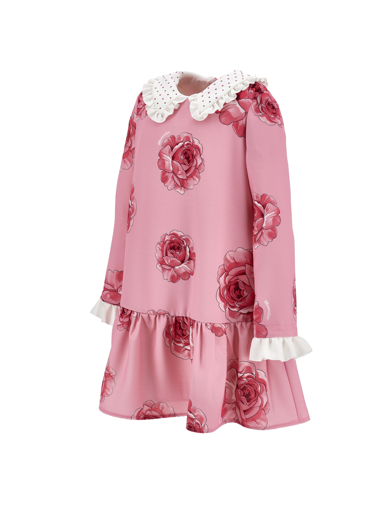 Shop Monnalisa Cady Dress With Collar In Rosa Fairy Tale