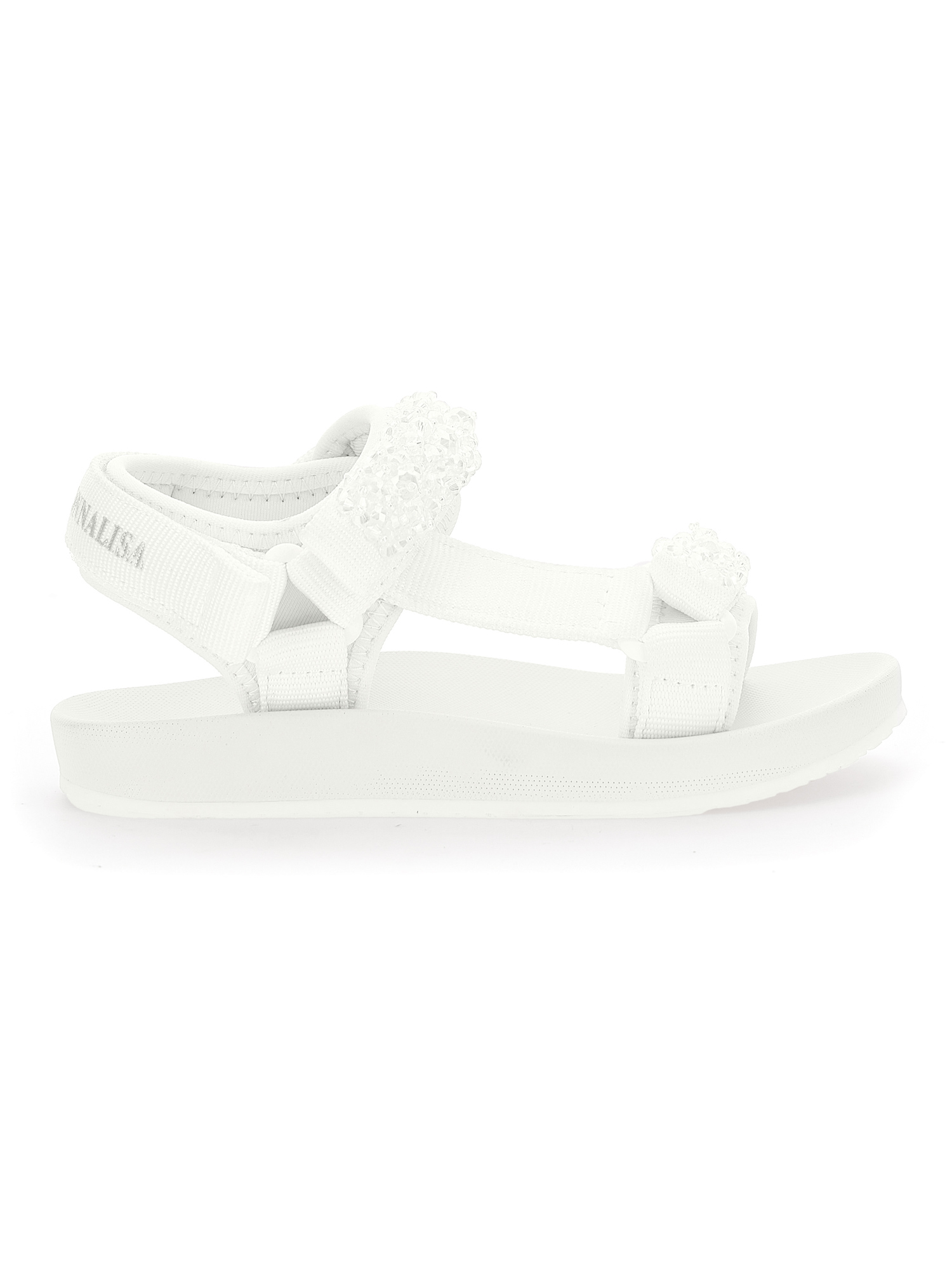 Monnalisa Technical Sandals With Pearls In Cream
