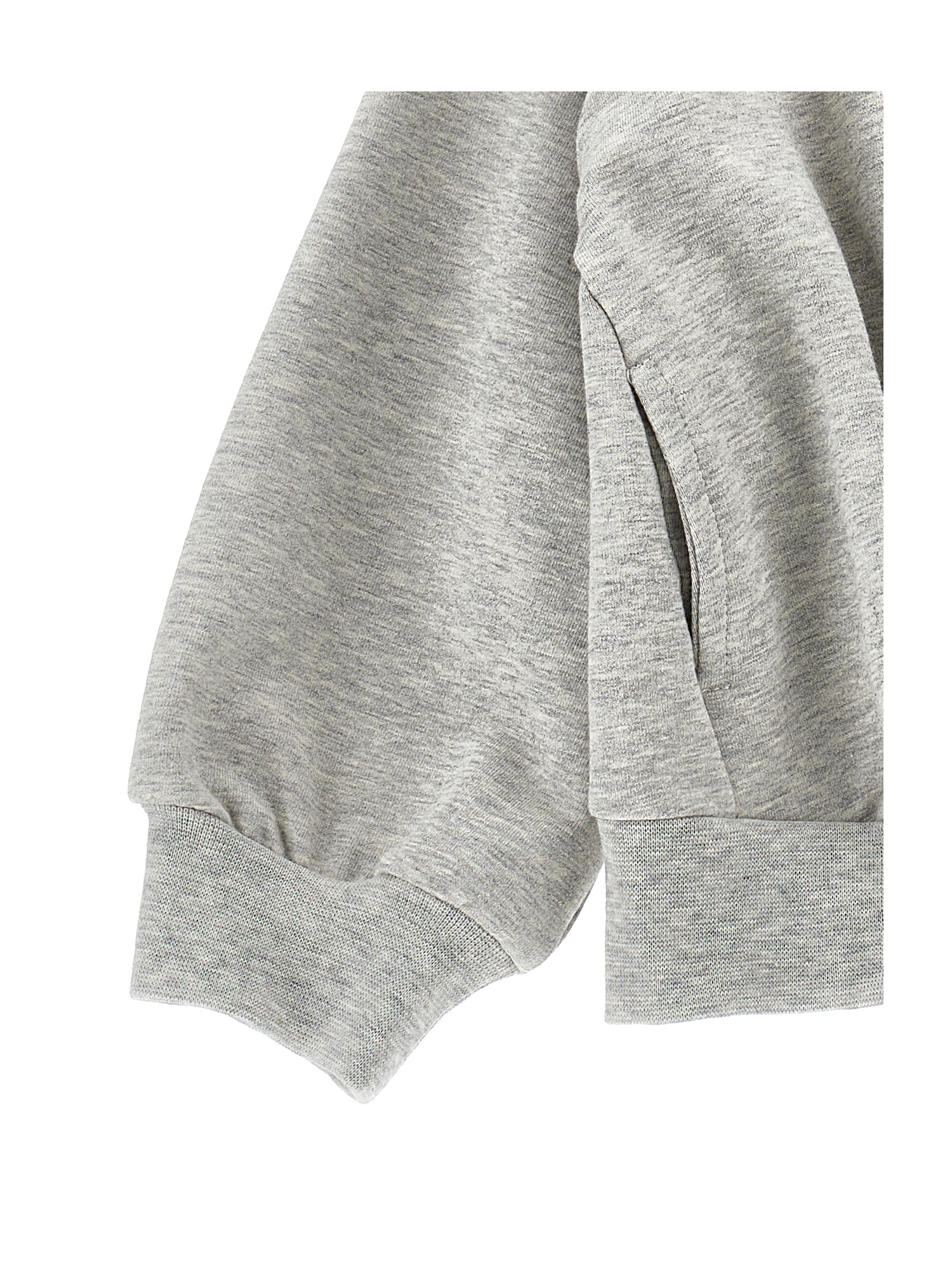 Monnalisa Zip-up Sweatshirt With Anemone Embroidery In Grey