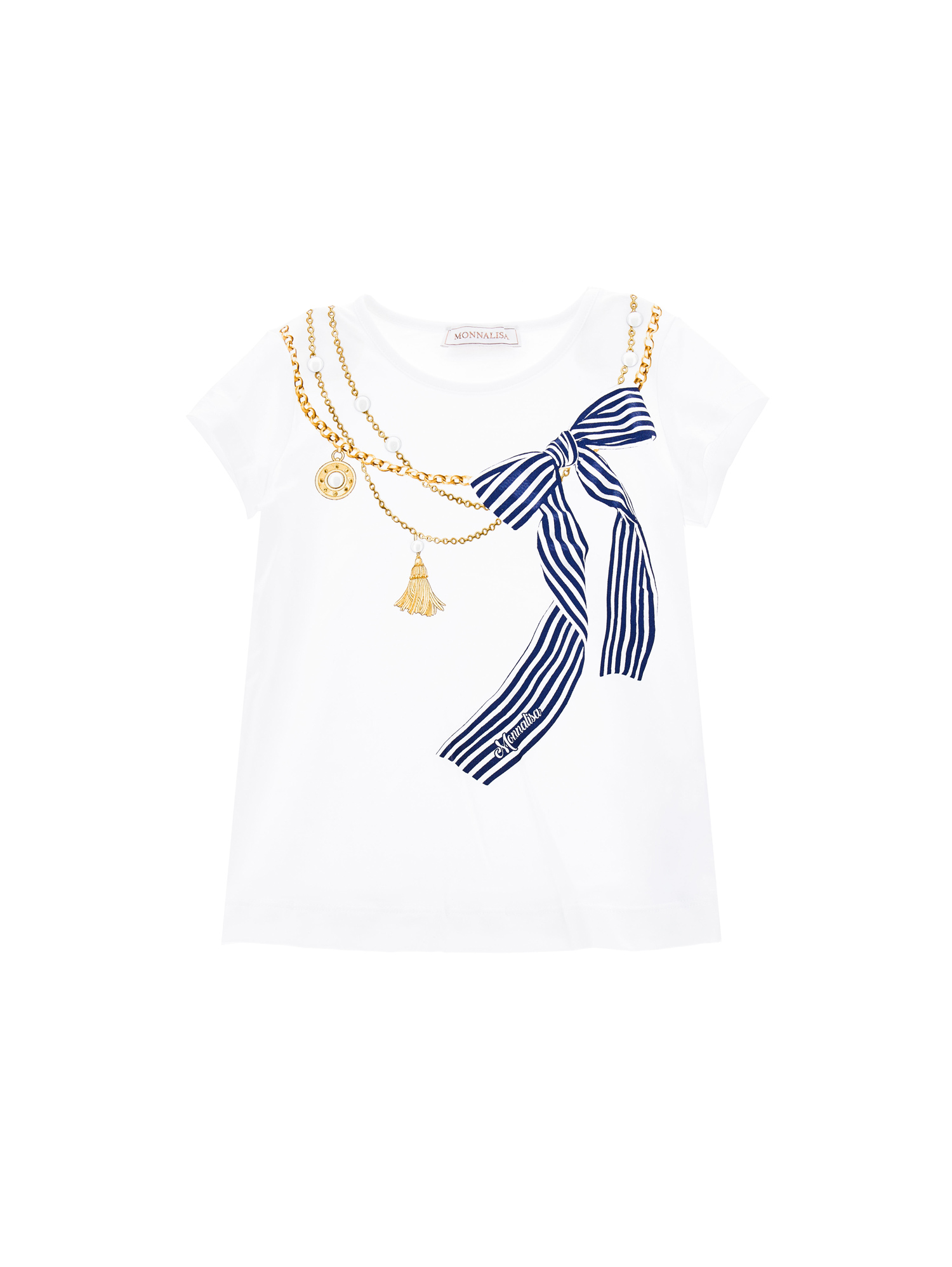 Monnalisa Babies'   Necklace Print T-shirt In White
