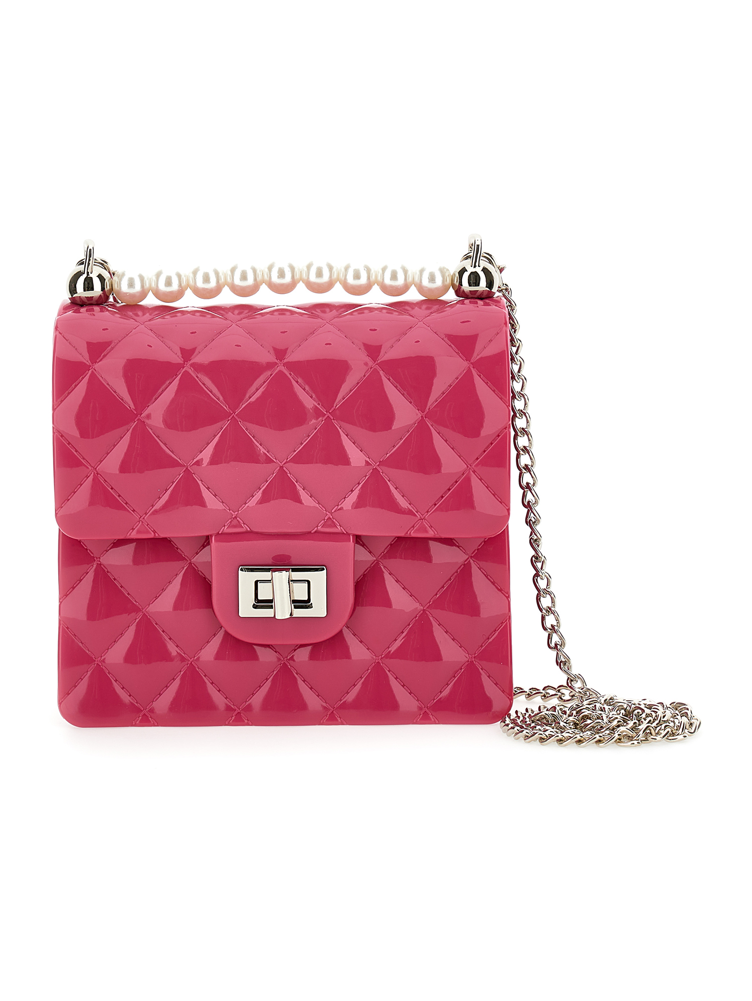 Monnalisa Pvc Bag With Pearls In Fuchsia