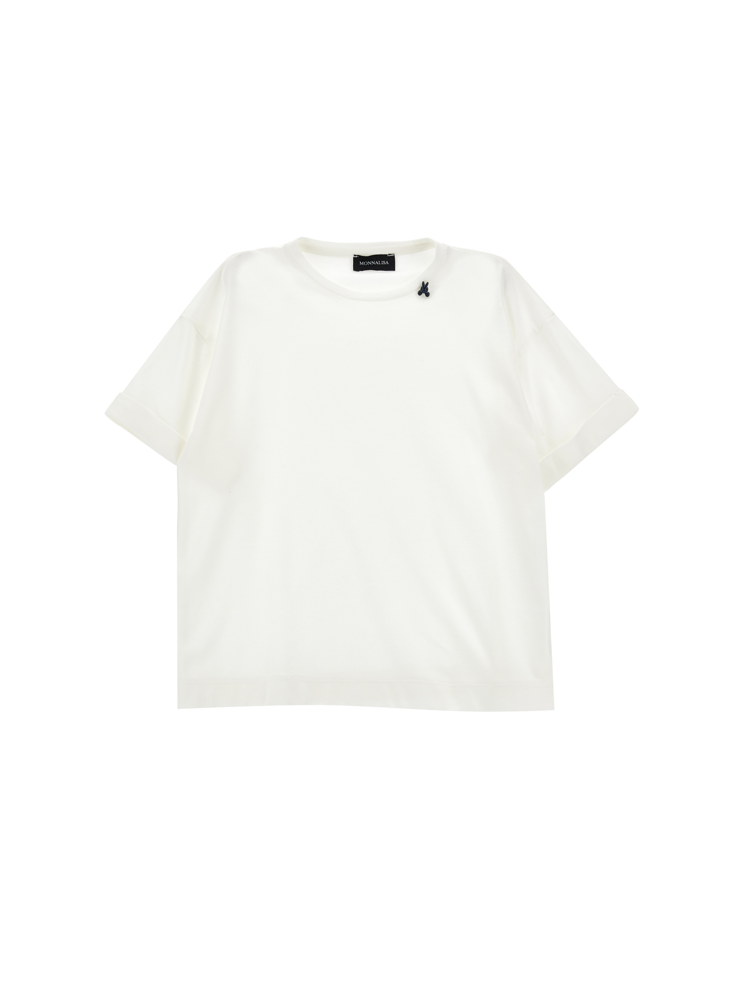 Monnalisa Plain Colour Cotton T-shirt In Cream